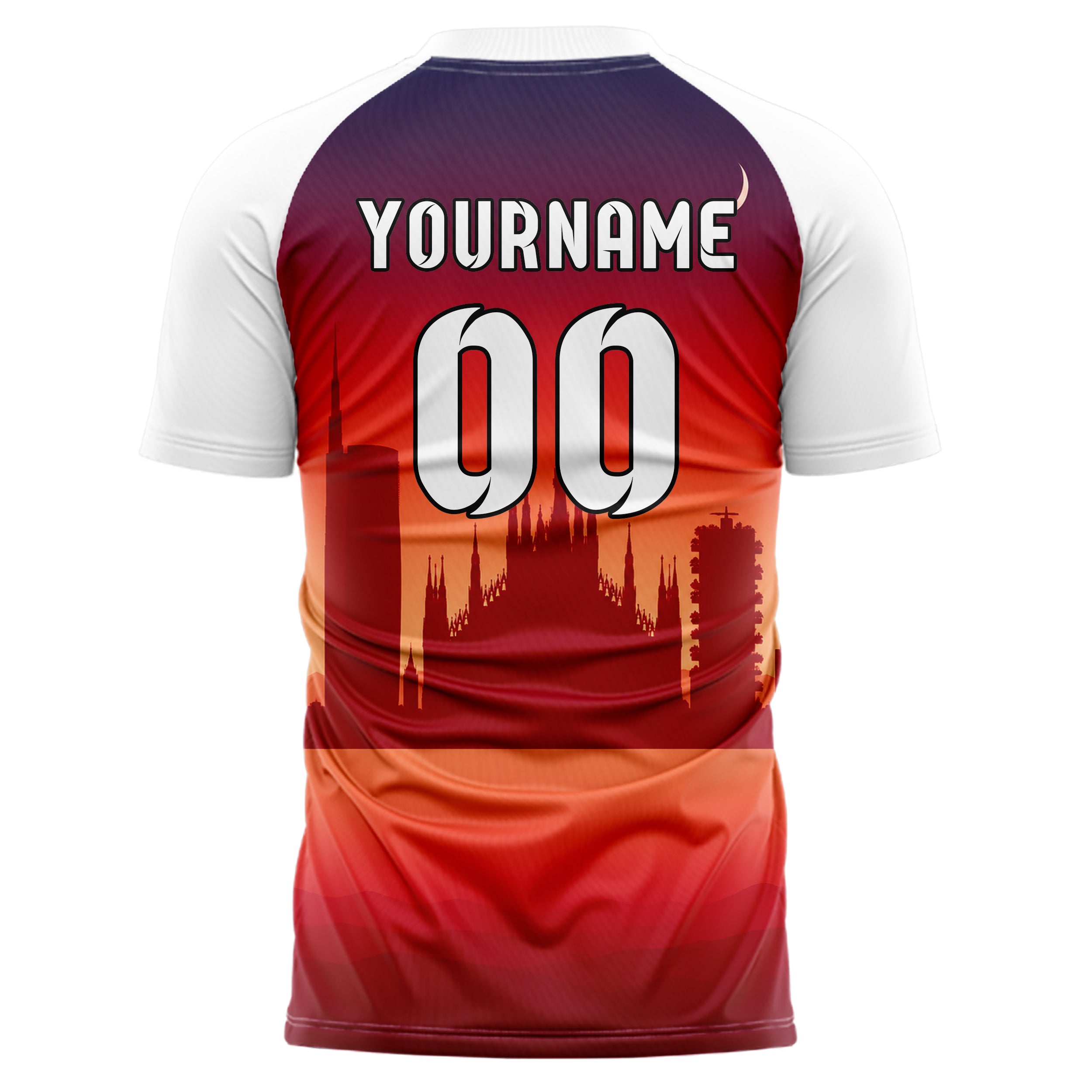 Rot Milan Skyline Design 15-0233 individuelles Fußballtrikot back