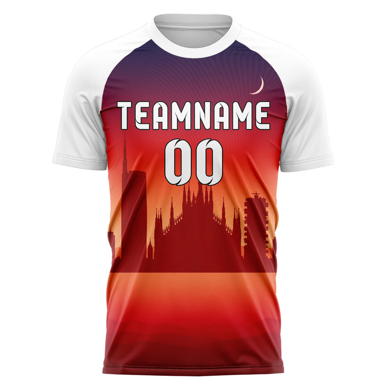Rot Milan Skyline Design 15-0233 individuelles Fußballtrikot front