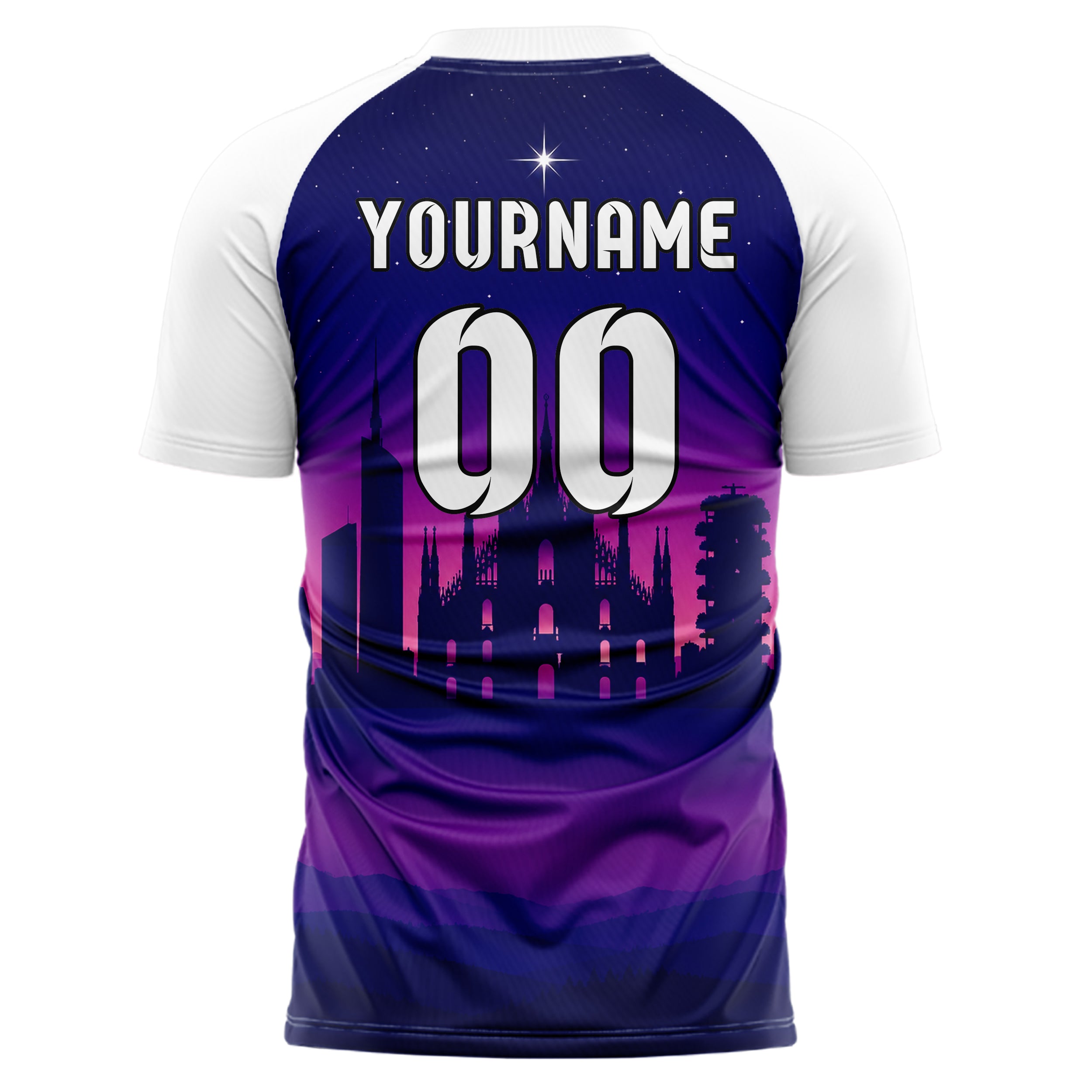 Marineblau Milan Skyline Design 15-0239 individuelles Fußballtrikot back