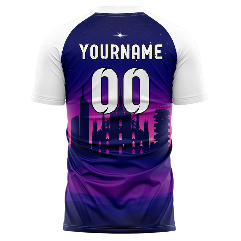 Marineblau Milan Skyline Design 15-0239 individuelles Fußballtrikot back