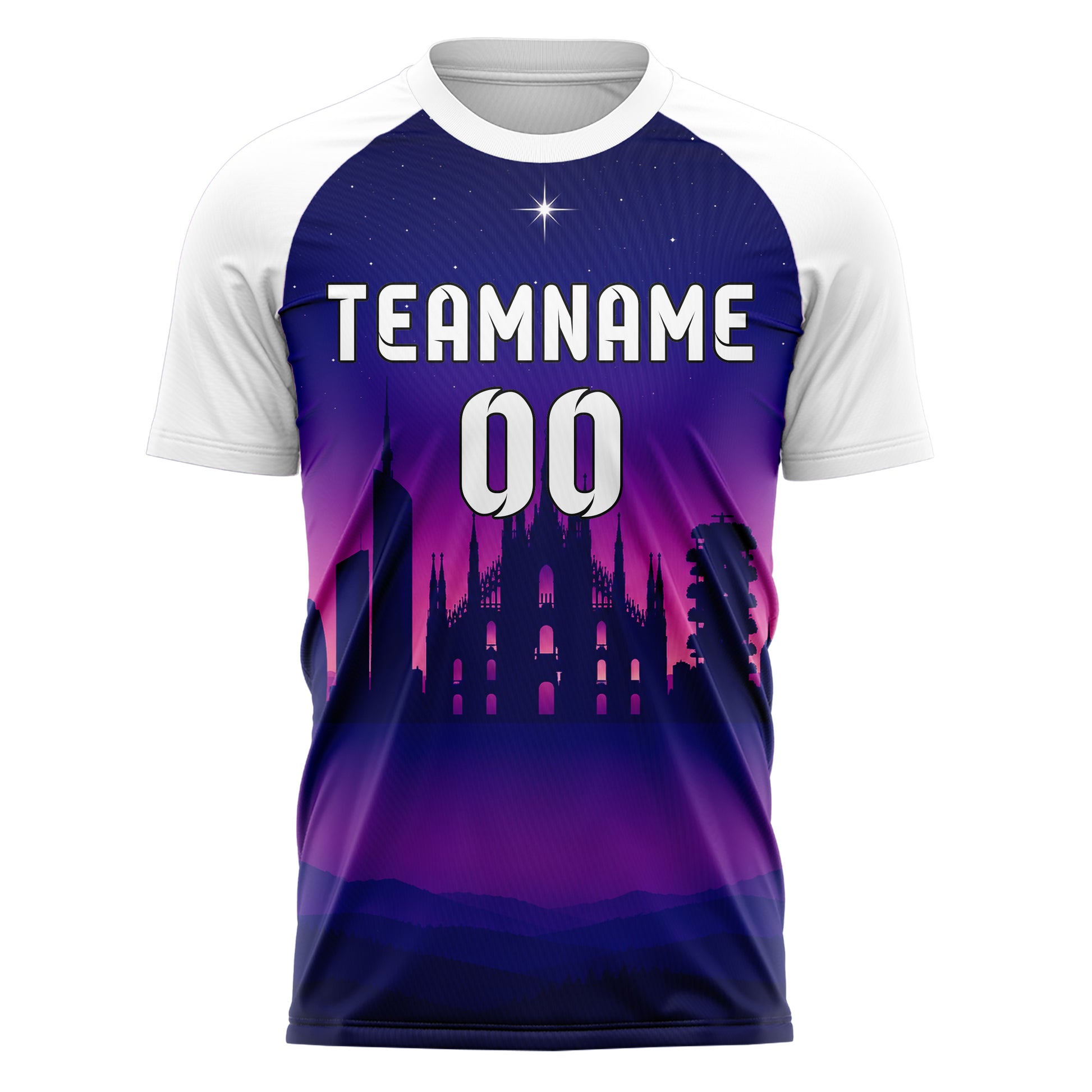 Marineblau Milan Skyline Design 15-0239 individuelles Fußballtrikot front