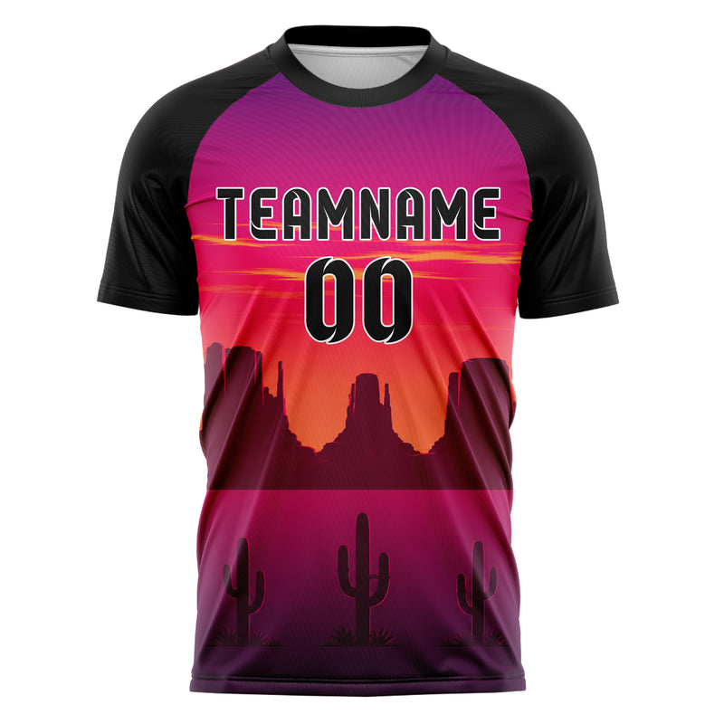 Hot Pink Washington Monument Skyline Design 15-0461 individuelles Fußballtrikot front