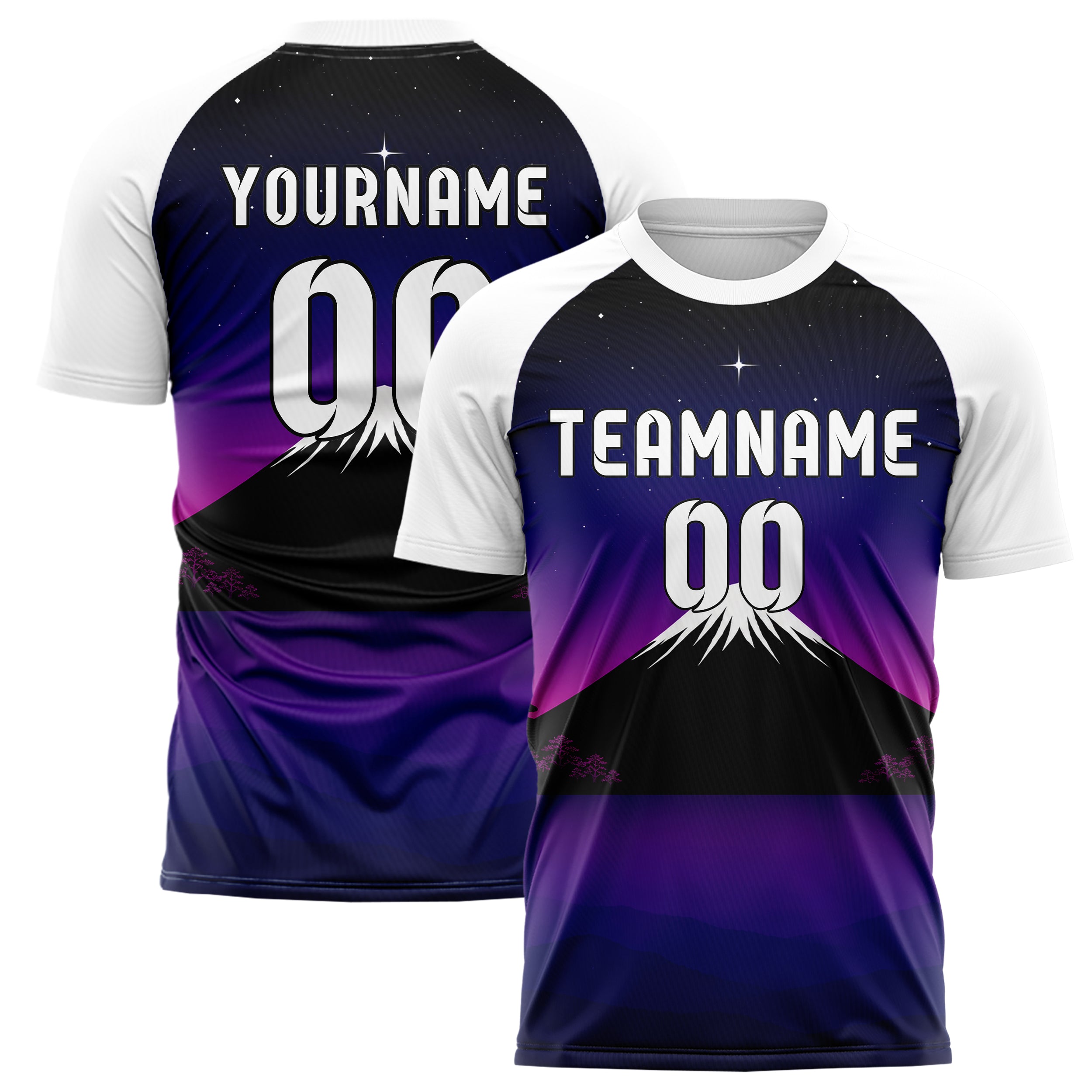 Schwarz Mount Fuji Skyline Design 15-0358 individuelles Fußballtrikot main