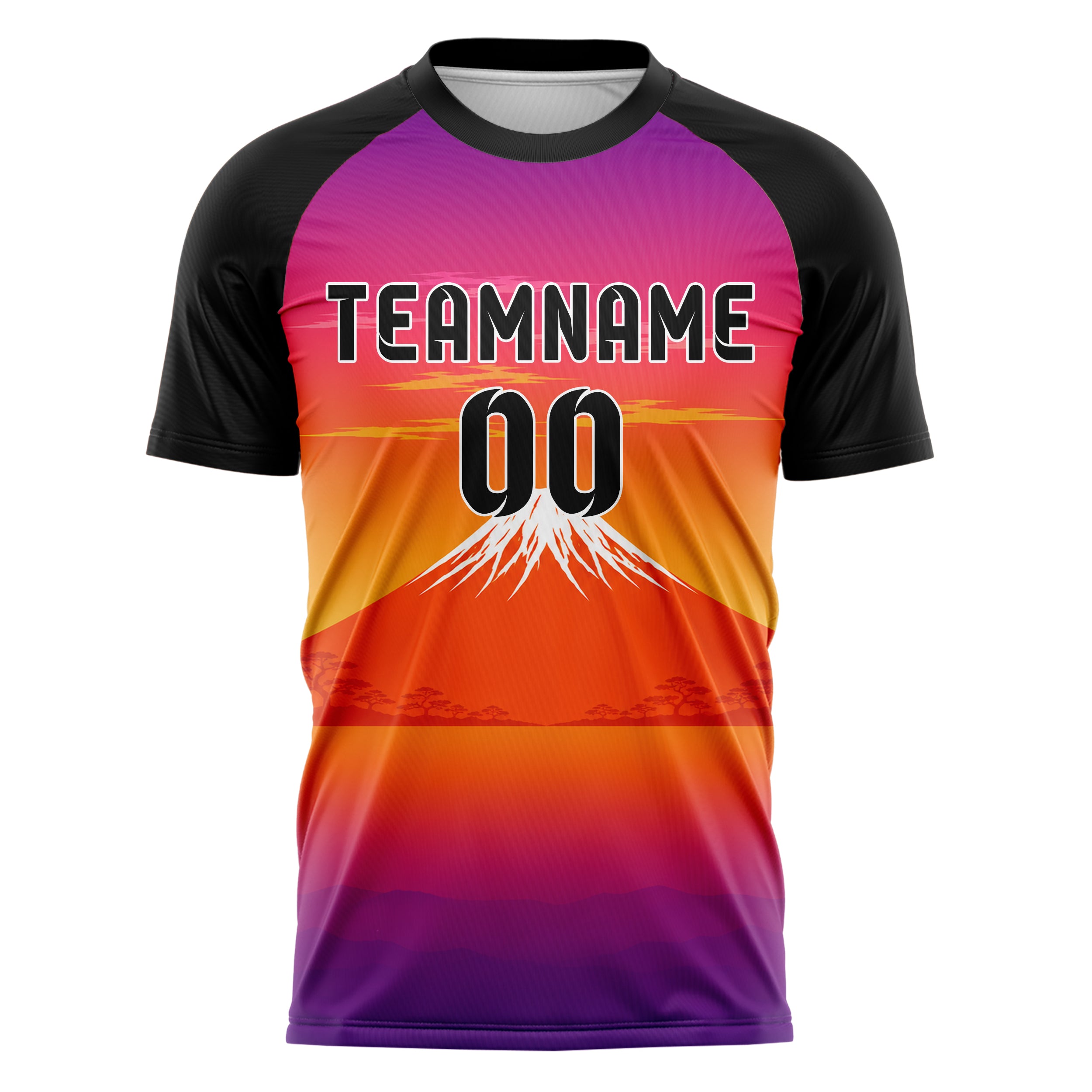 Orange Mount Fuji Skyline Design 15-0352 individuelles Fußballtrikot front