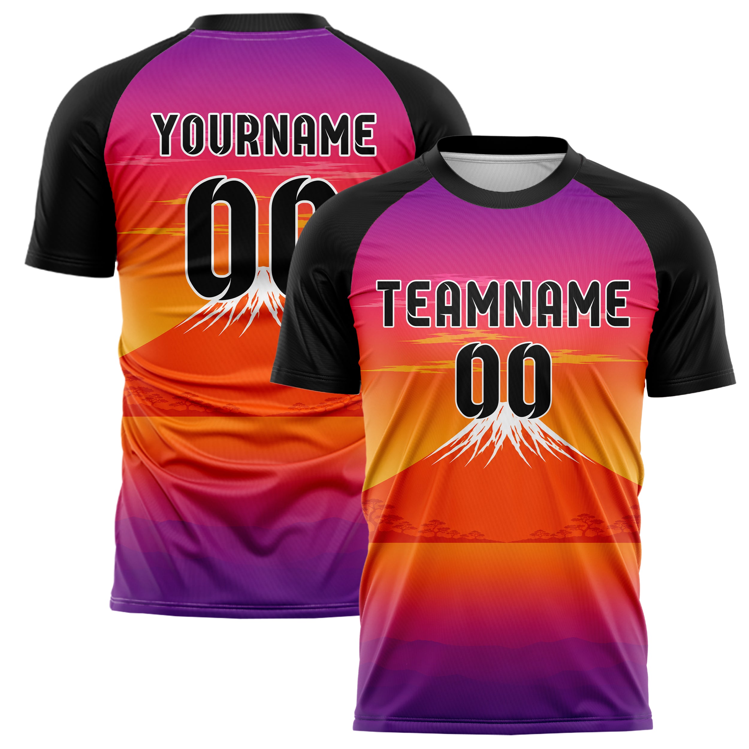 Orange Mount Fuji Skyline Design 15-0352 individuelles Fußballtrikot main