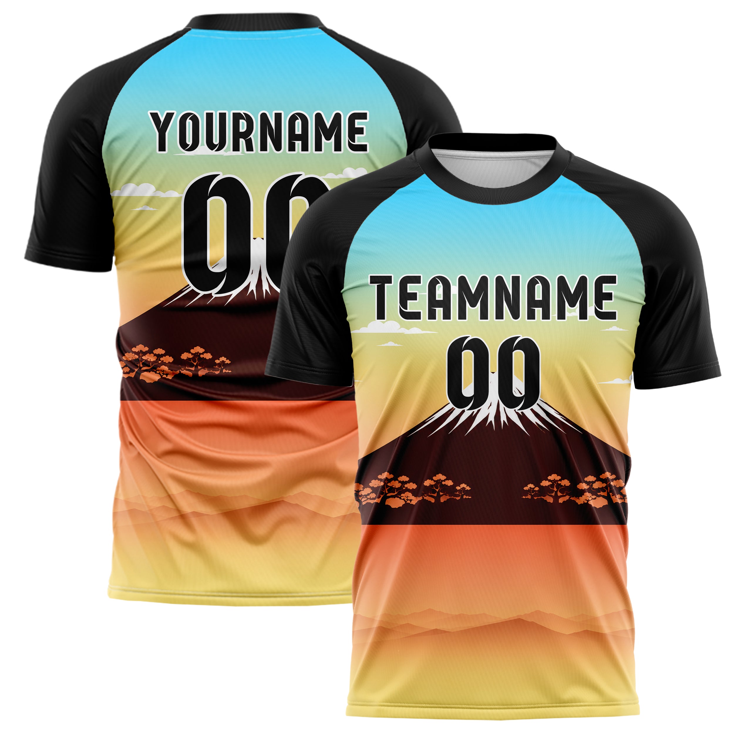 Gelb Mount Fuji Skyline Design 15-0355 individuelles Fußballtrikot main