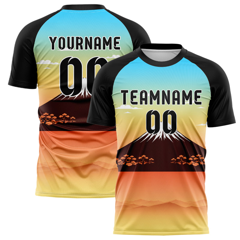Gelb Mount Fuji Skyline Design 15-0355 individuelles Fußballtrikot main