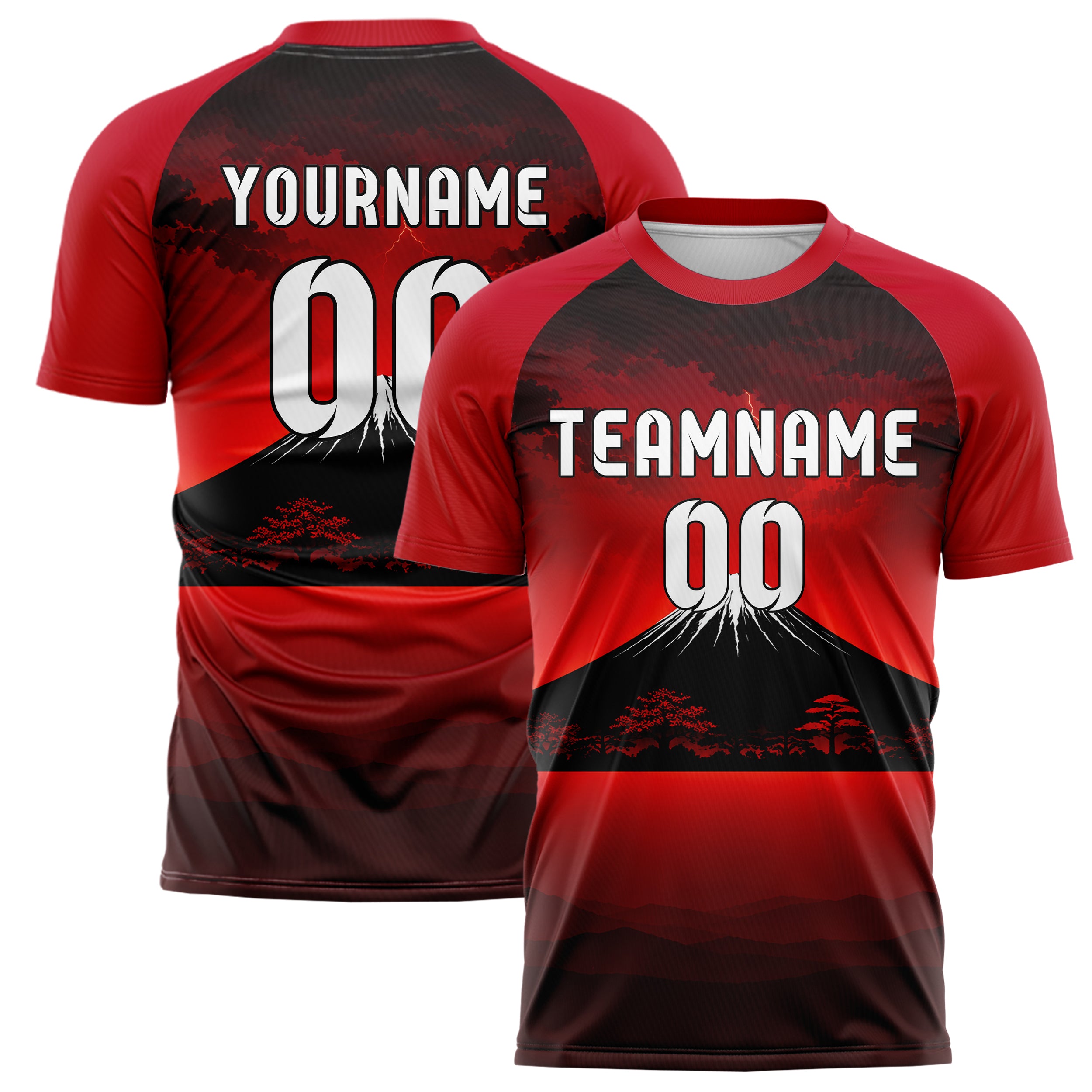 Schwarz Mount Fuji Skyline Design 15-0357 individuelles Fußballtrikot main