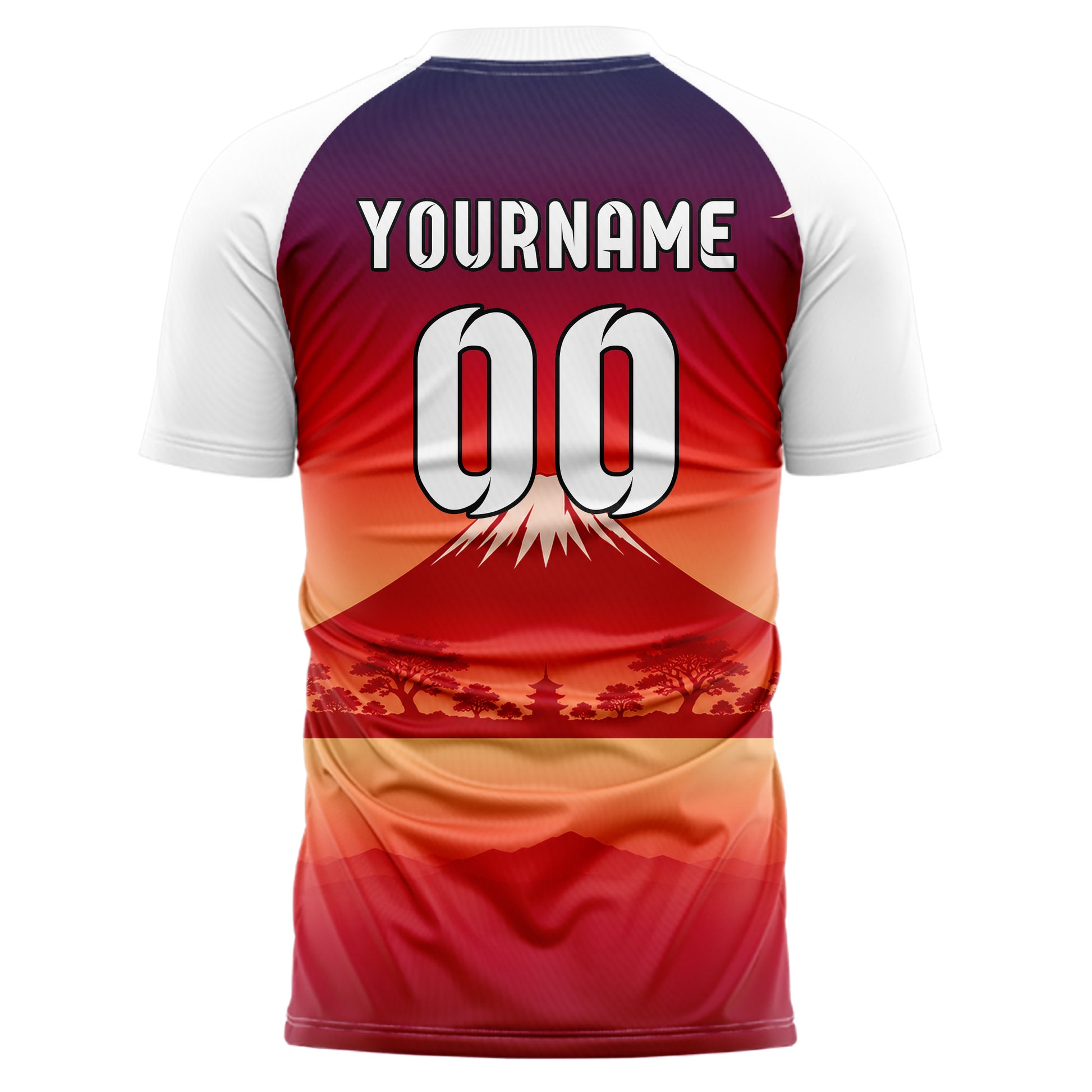 Rot Mount Fuji Skyline Design 15-0353 individuelles Fußballtrikot back