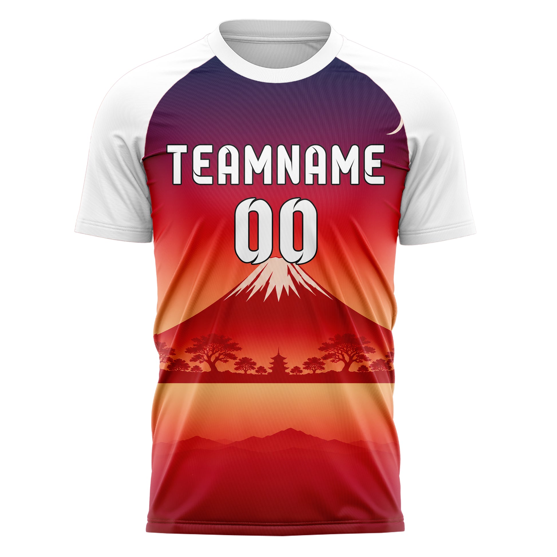 Rot Mount Fuji Skyline Design 15-0353 individuelles Fußballtrikot front