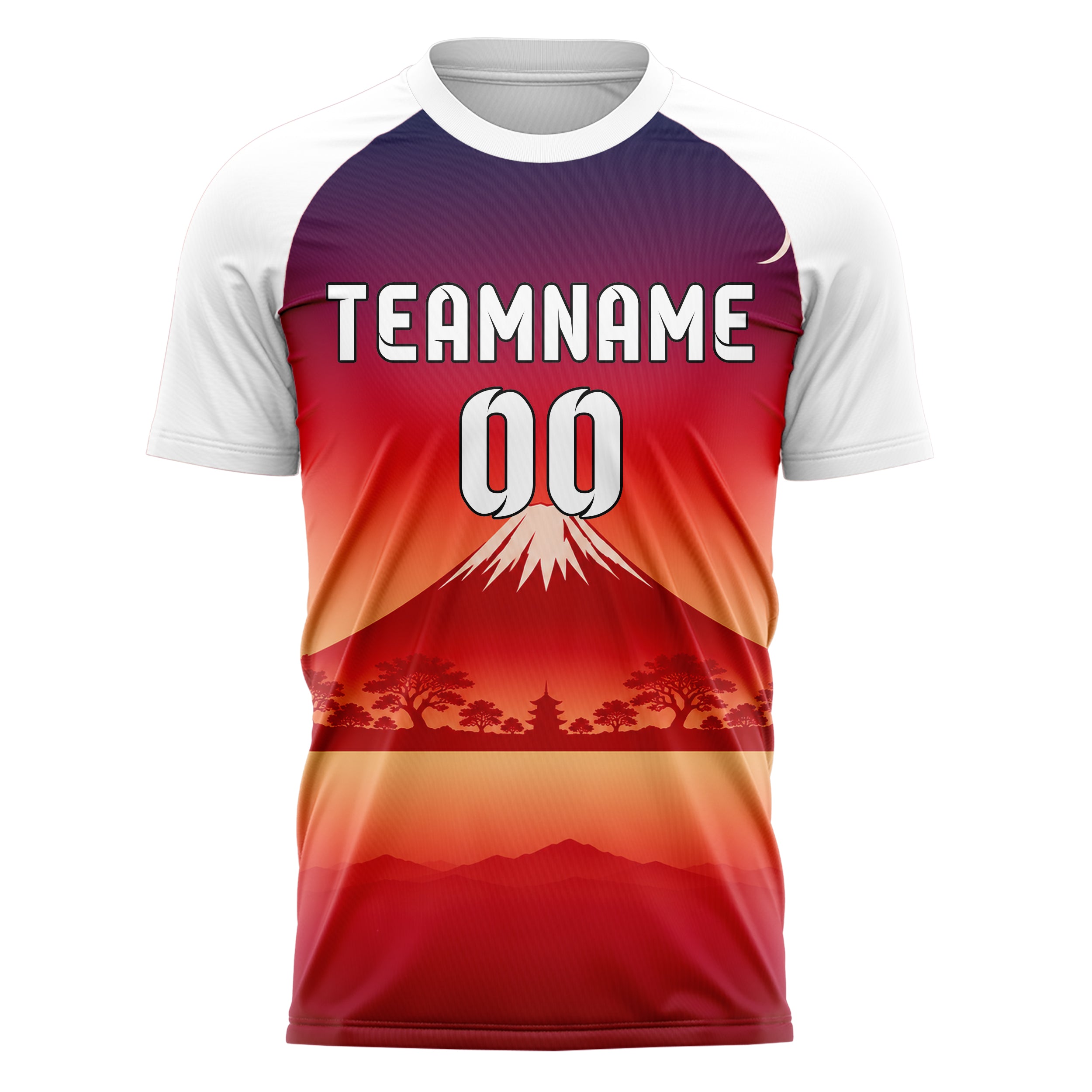 Rot Mount Fuji Skyline Design 15-0353 individuelles Fußballtrikot front