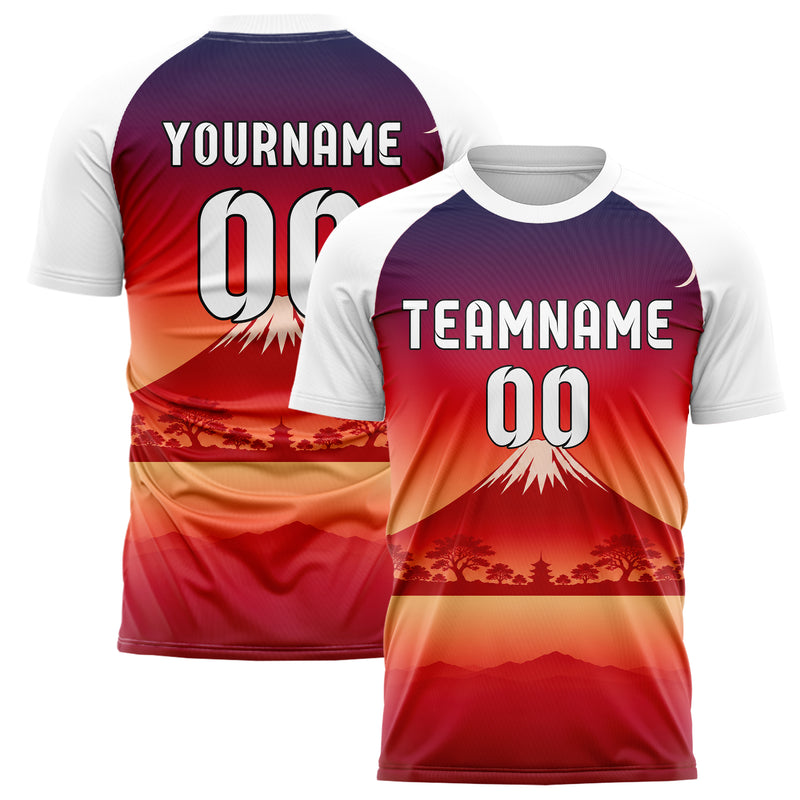 Rot Mount Fuji Skyline Design 15-0353 individuelles Fußballtrikot main