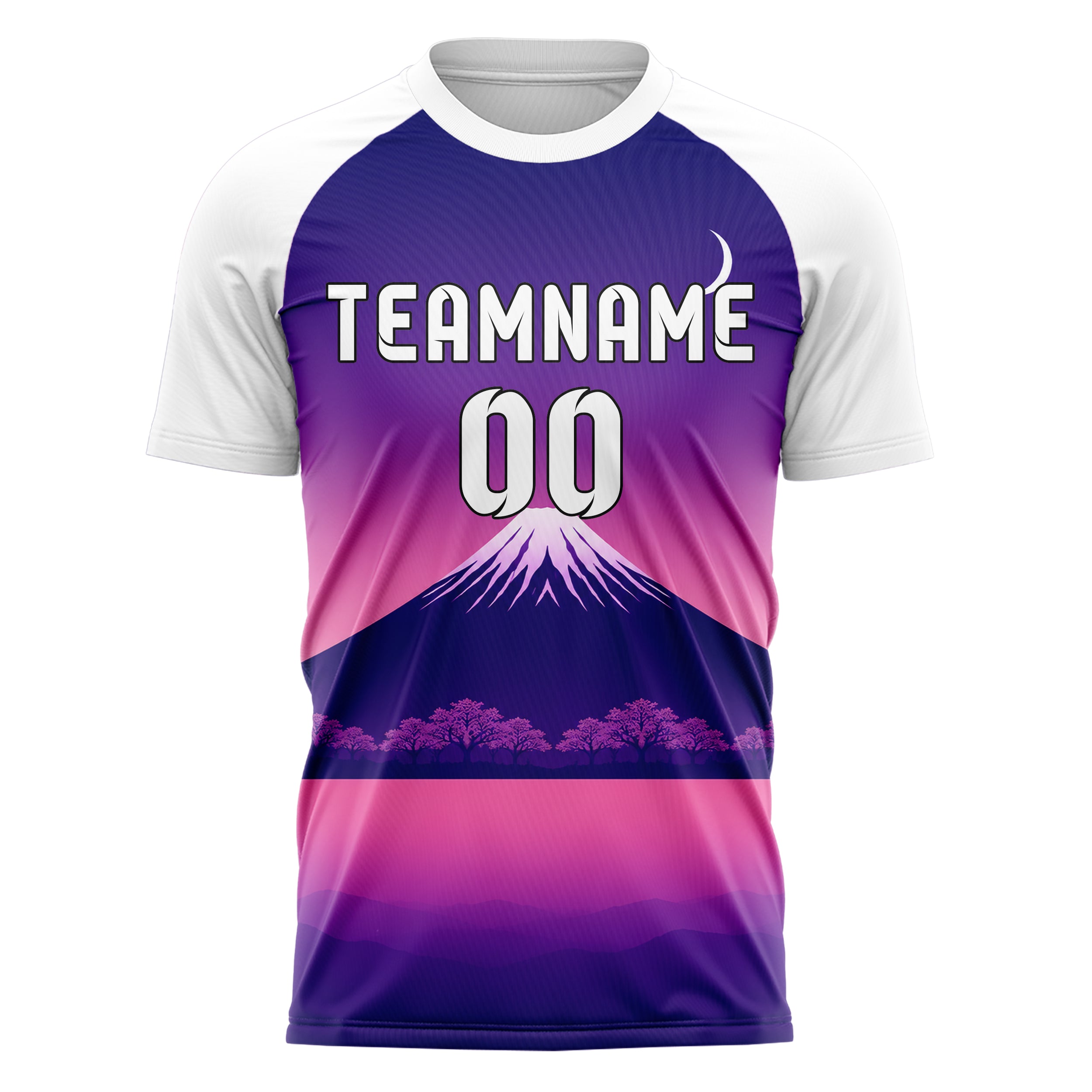 Lila Mount Fuji Skyline Design 15-0356 individuelles Fußballtrikot front