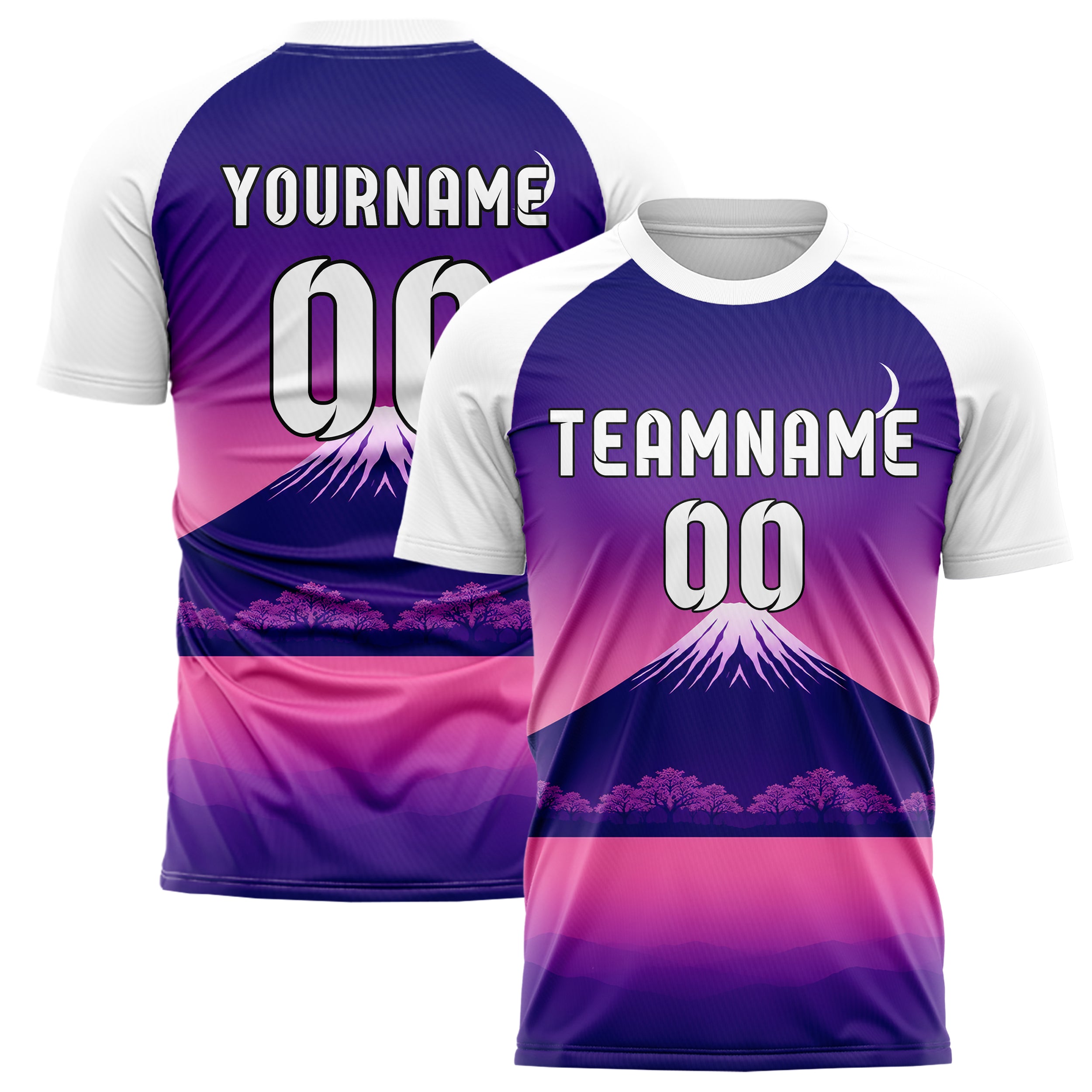 Lila Mount Fuji Skyline Design 15-0356 individuelles Fußballtrikot main