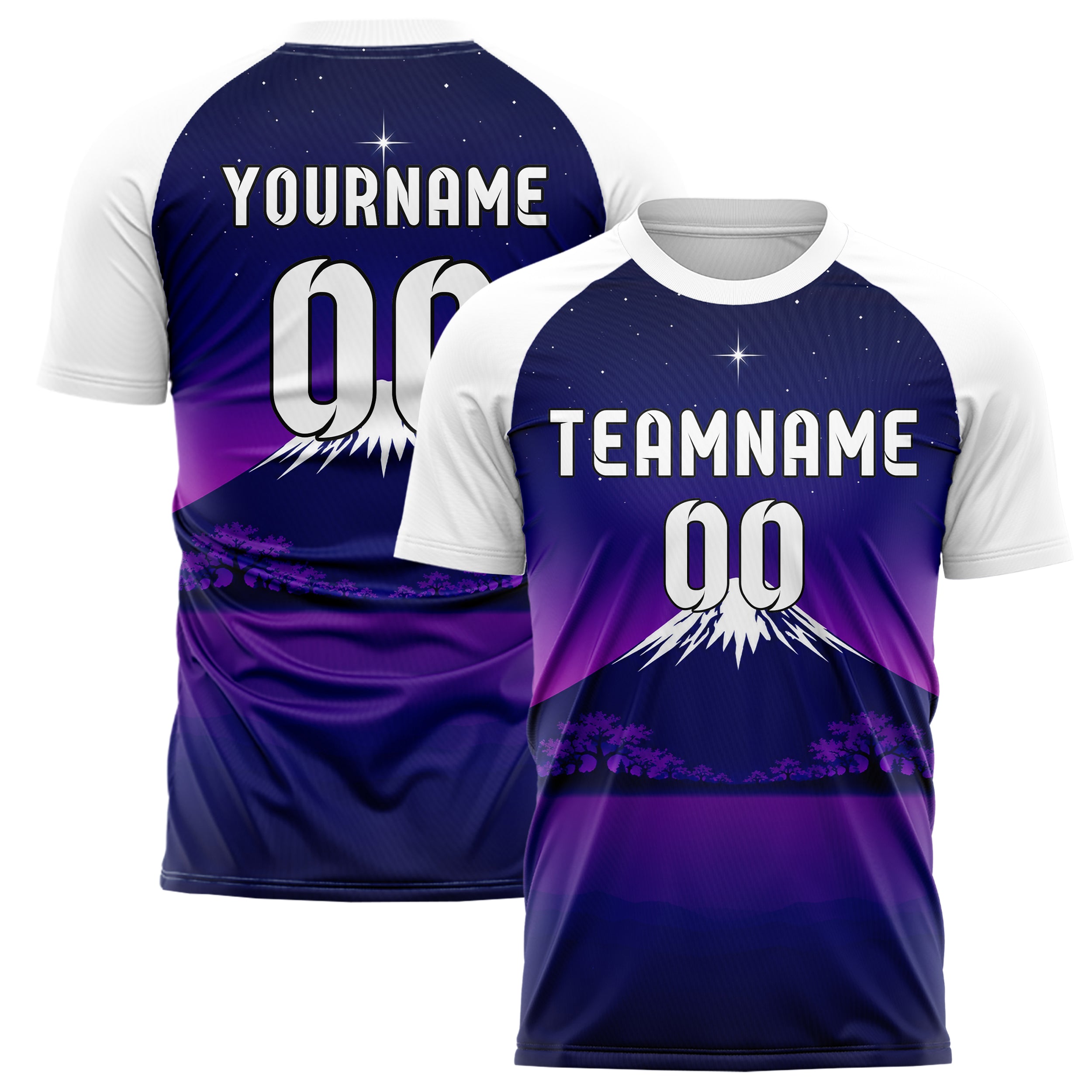 Marineblau Mount Fuji Skyline Design 15-0359 individuelles Fußballtrikot main