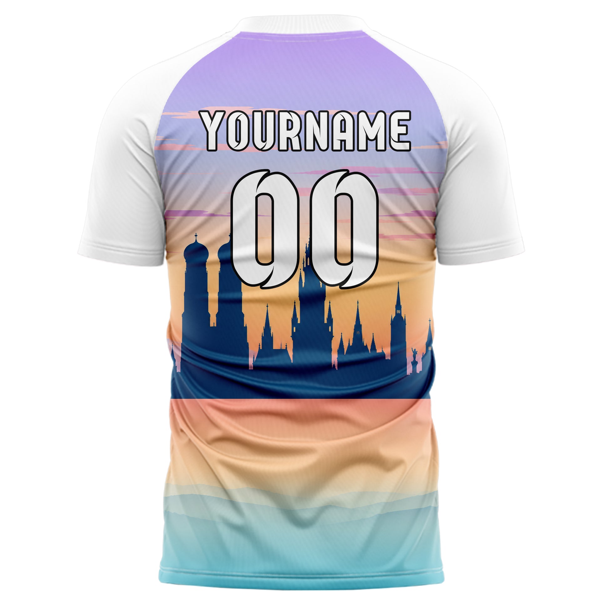 Hellblau Munich Skyline Design 15-0224 individuelles Fußballtrikot back