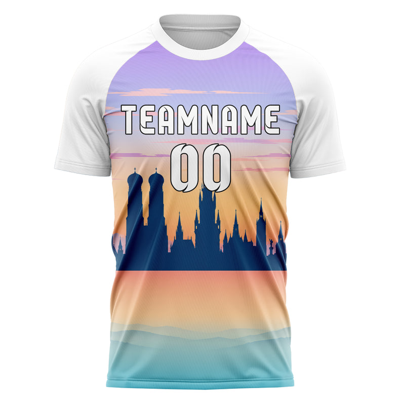 Hellblau Munich Skyline Design 15-0224 individuelles Fußballtrikot front