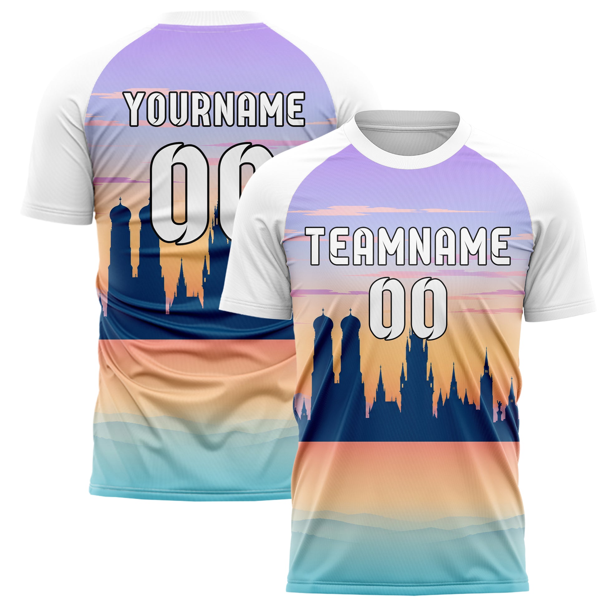 Hellblau Munich Skyline Design 15-0224 individuelles Fußballtrikot main