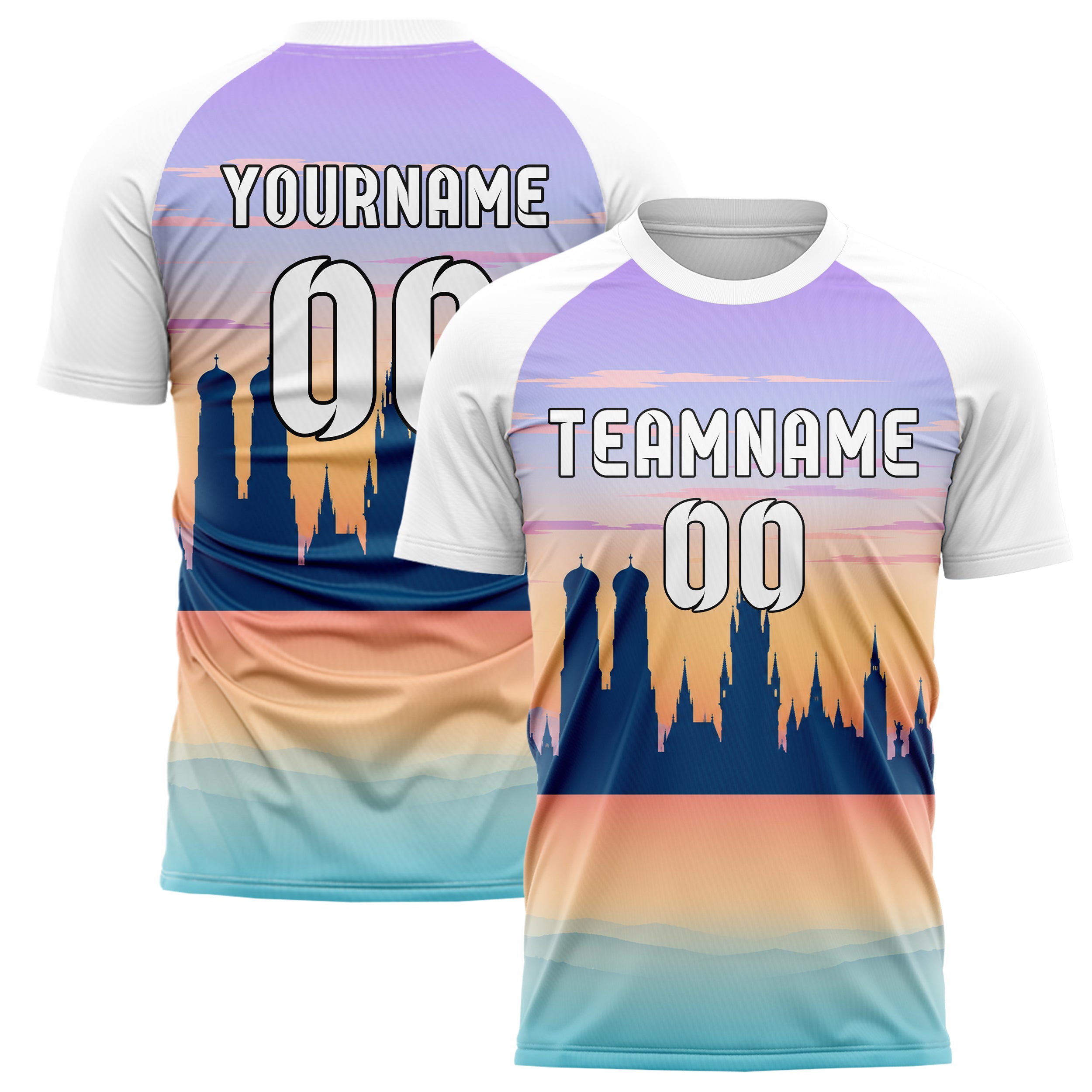 Hellblau Munich Skyline Design 15-0224 individuelles Fußballtrikot main