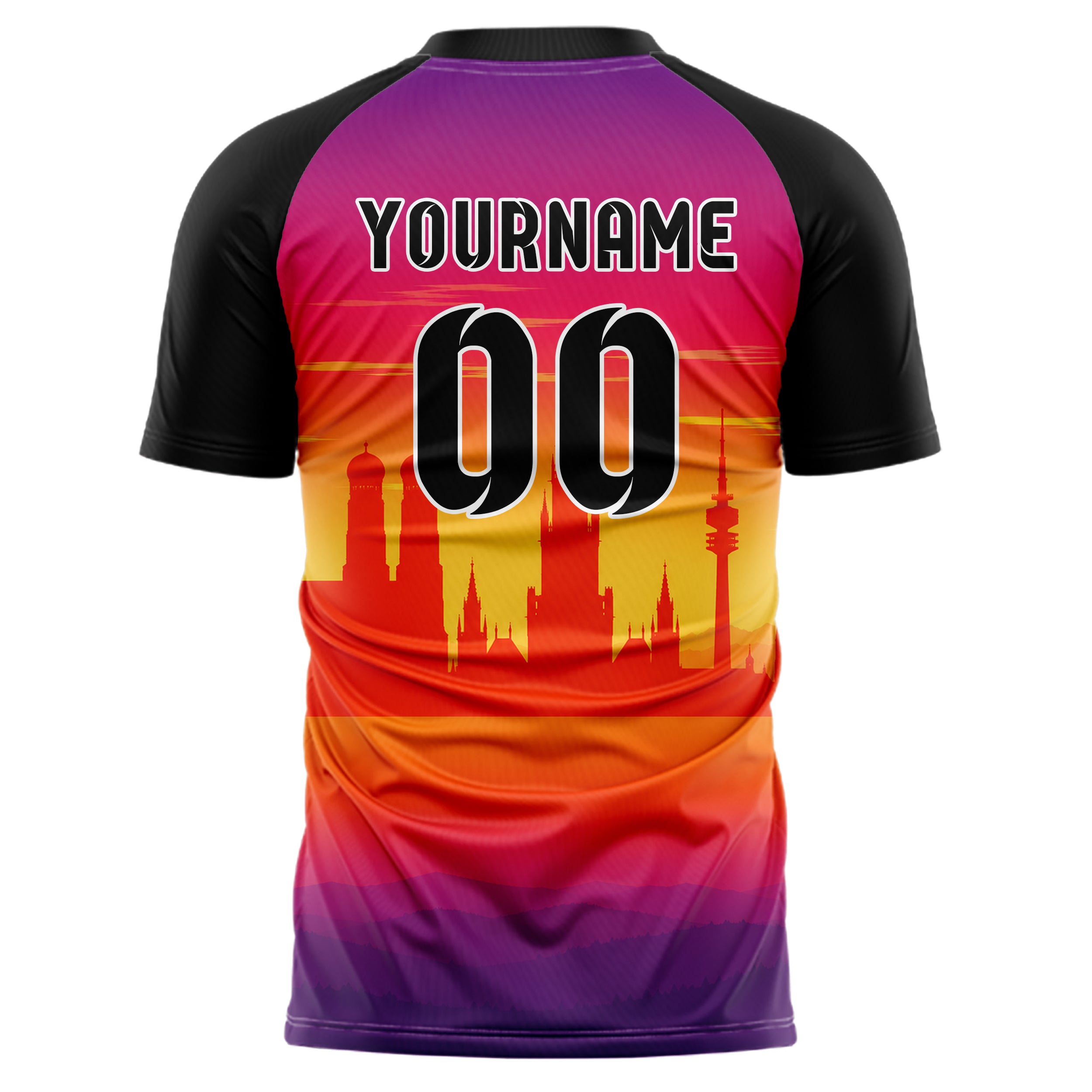 Orange Munich Skyline Design 15-0222 individuelles Fußballtrikot back