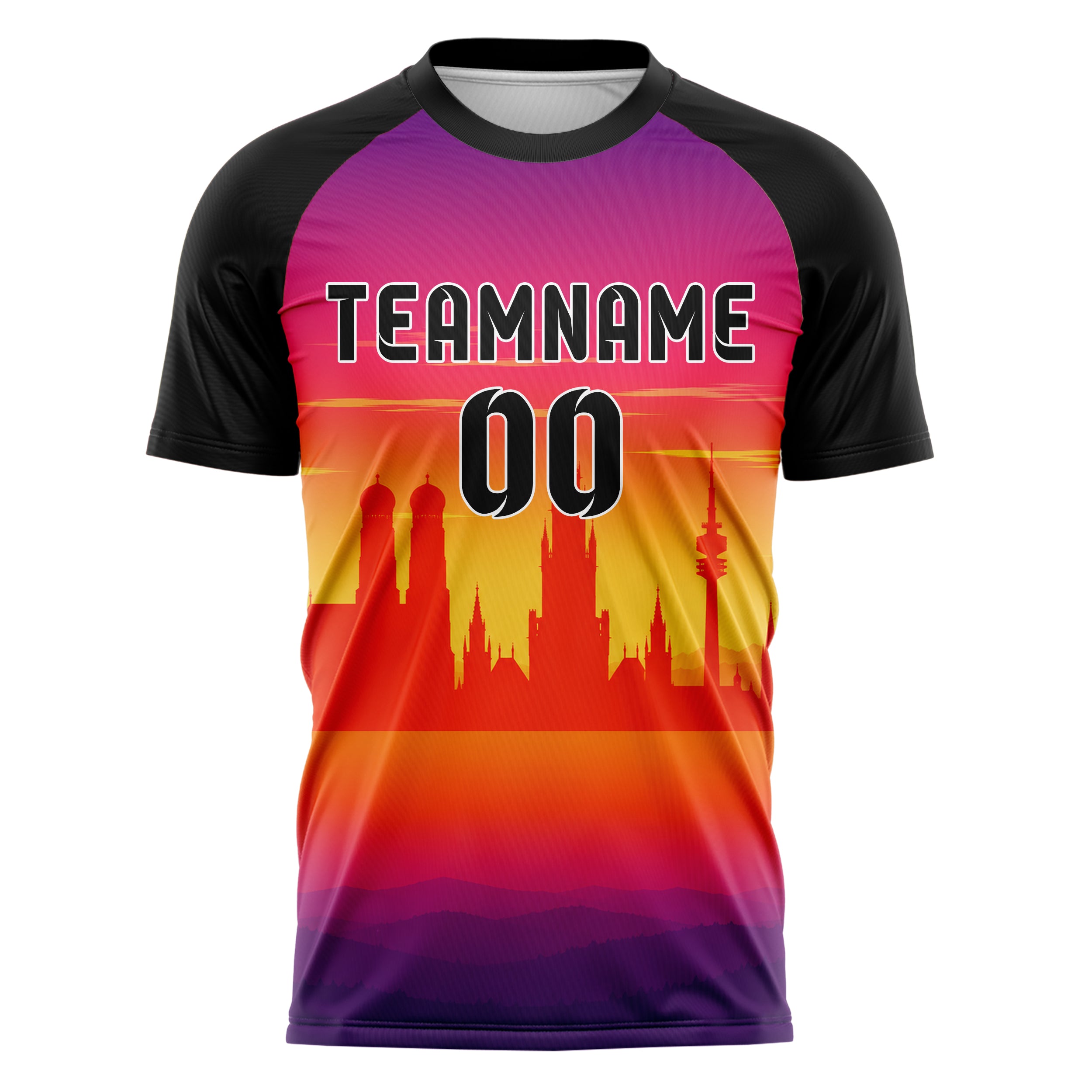 Orange Munich Skyline Design 15-0222 individuelles Fußballtrikot front