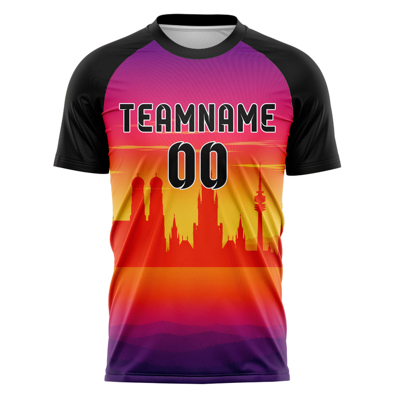 Orange Munich Skyline Design 15-0222 individuelles Fußballtrikot front