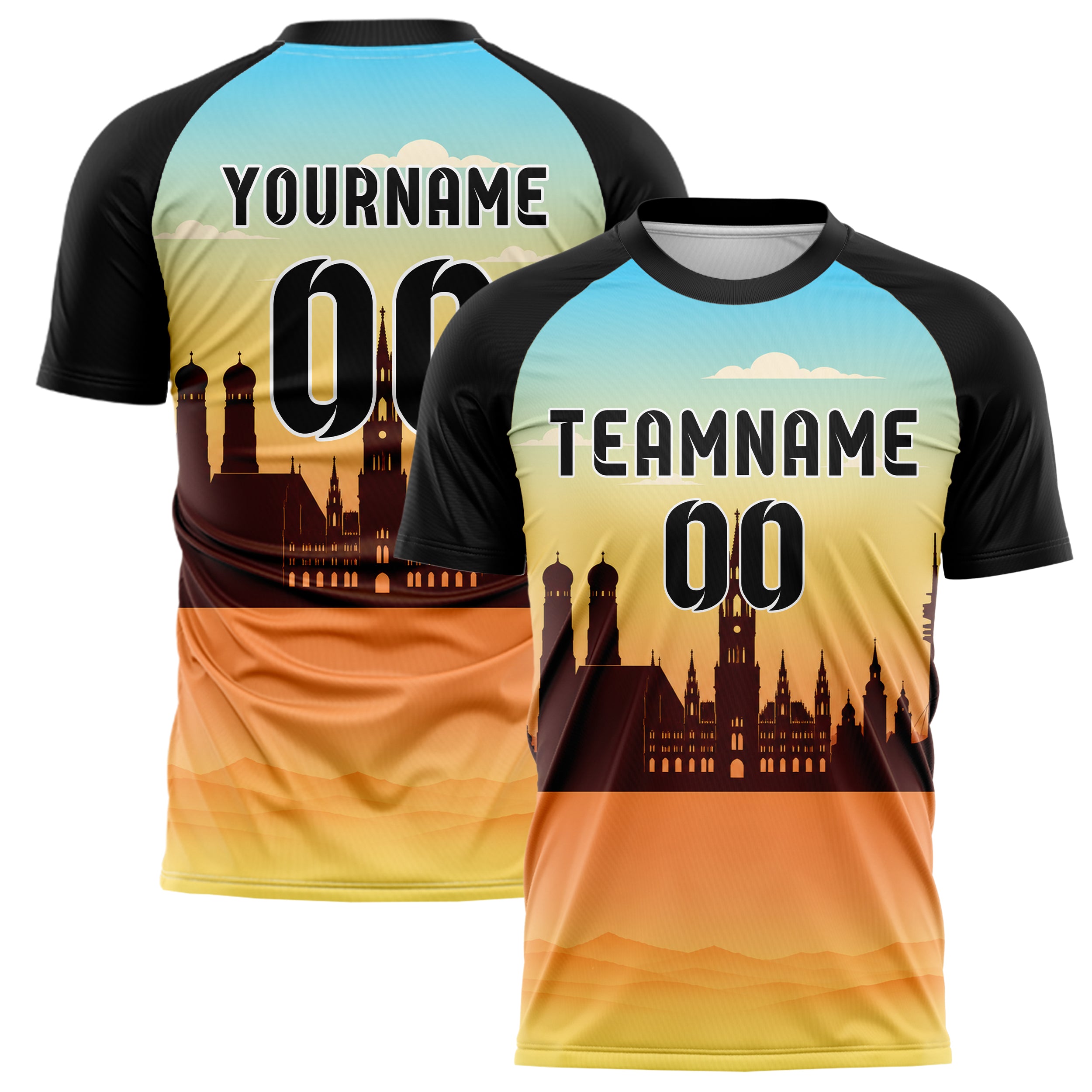 Gelb Munich Skyline Design 15-0225 individuelles Fußballtrikot main