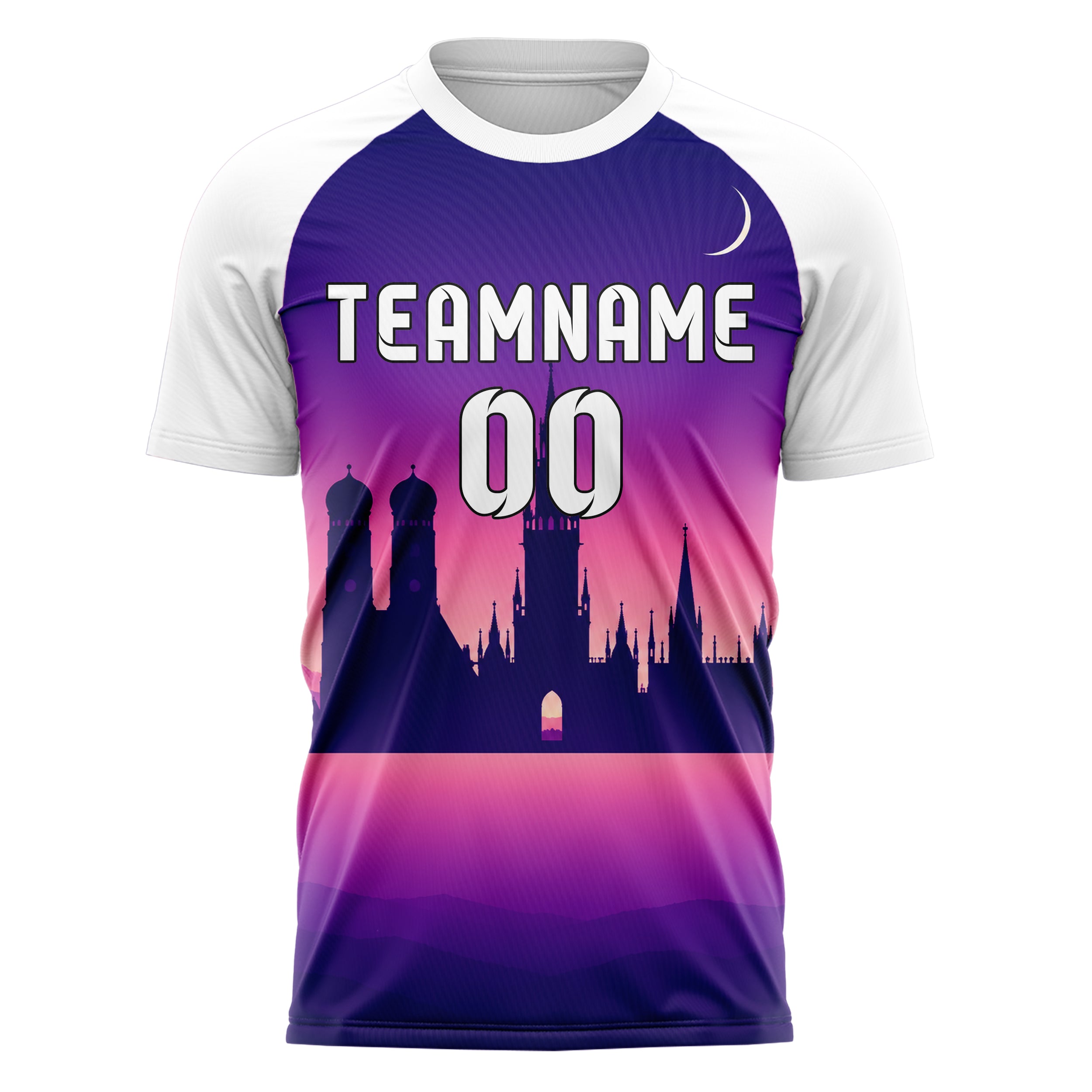 Lila Munich Skyline Design 15-0226 individuelles Fußballtrikot front