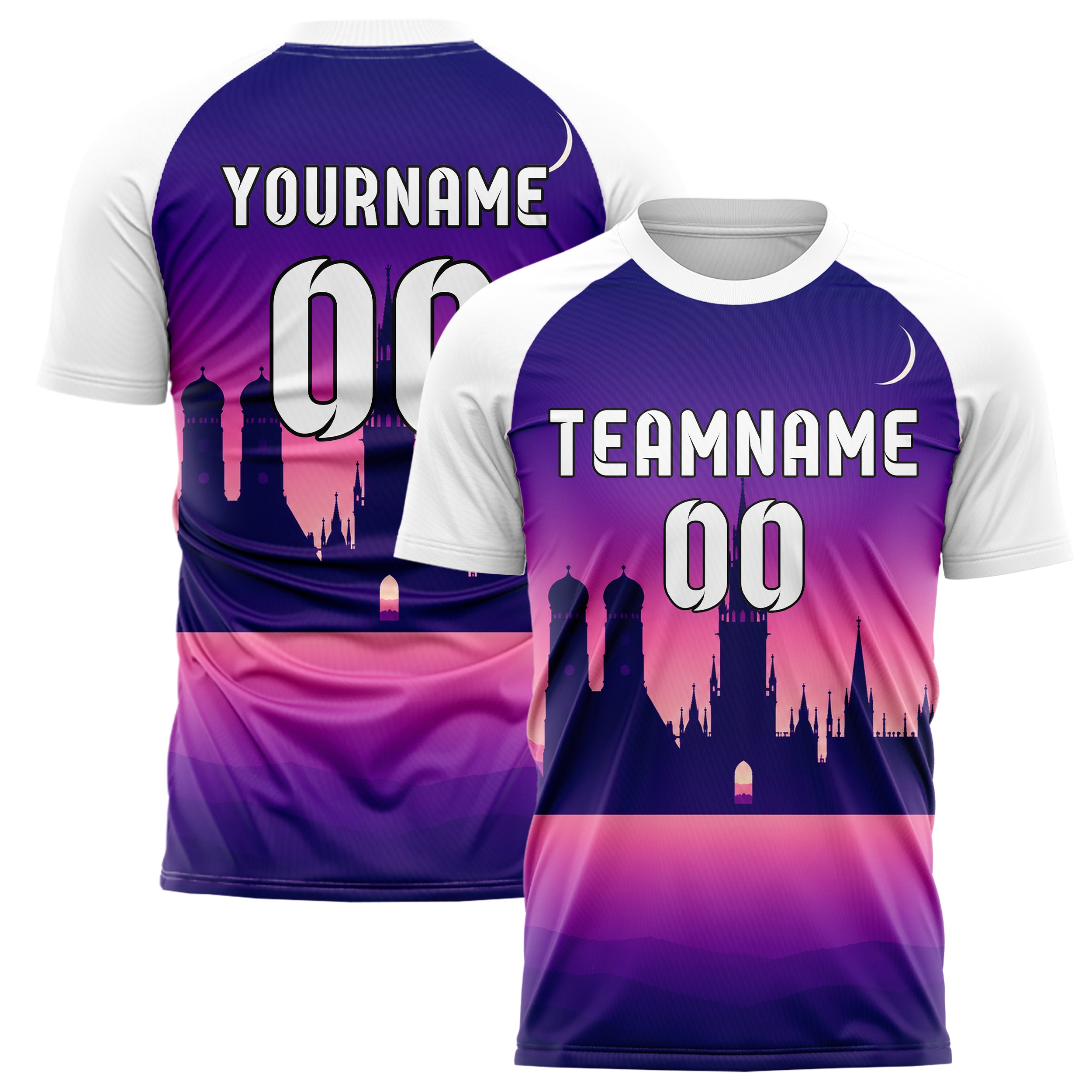 Lila Munich Skyline Design 15-0226 individuelles Fußballtrikot main