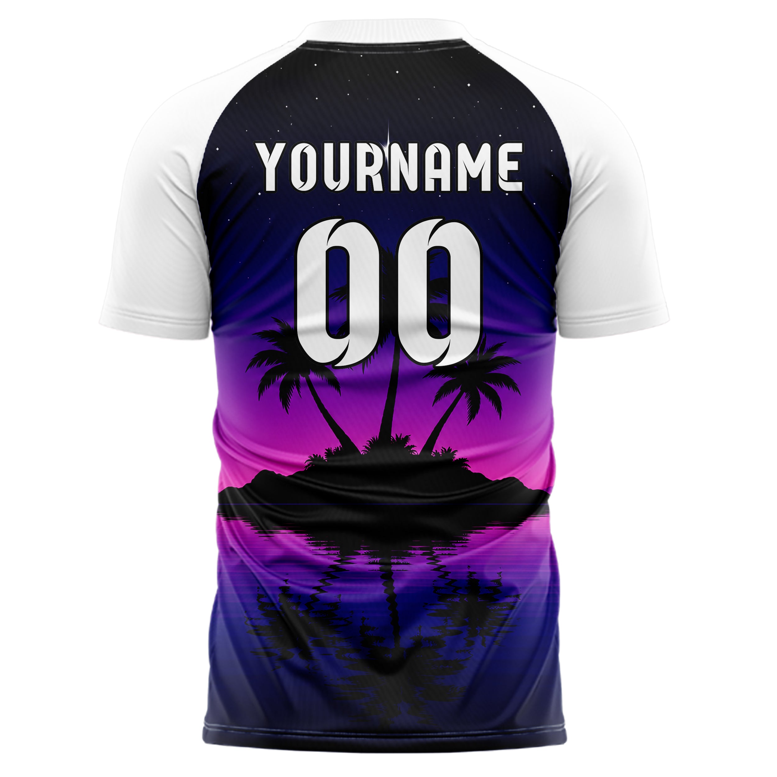 Schwarz Palm Island Skyline Design 15-0408 individuelles Fußballtrikot back