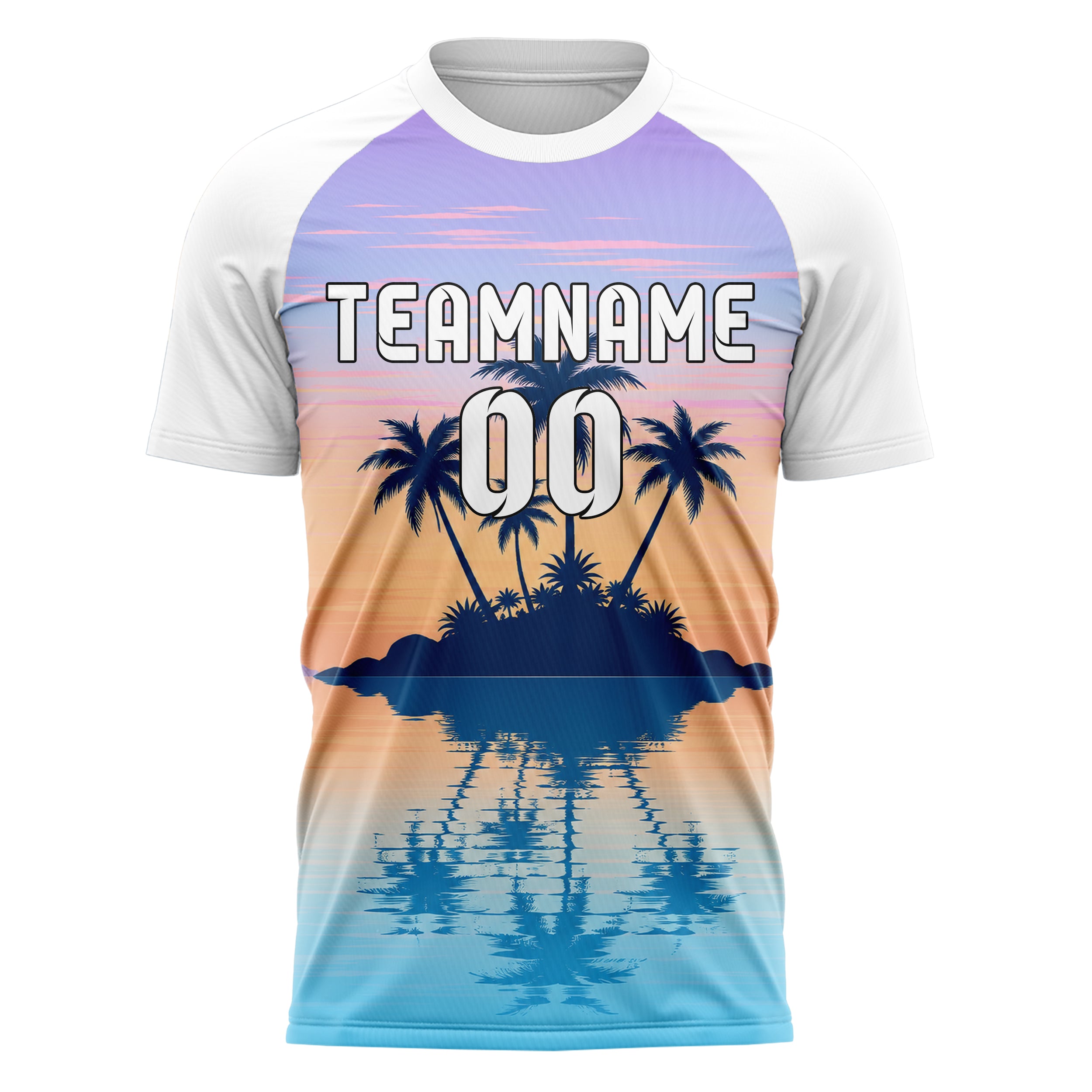 Hellblau Palm Island Skyline Design 15-0404 individuelles Fußballtrikot front