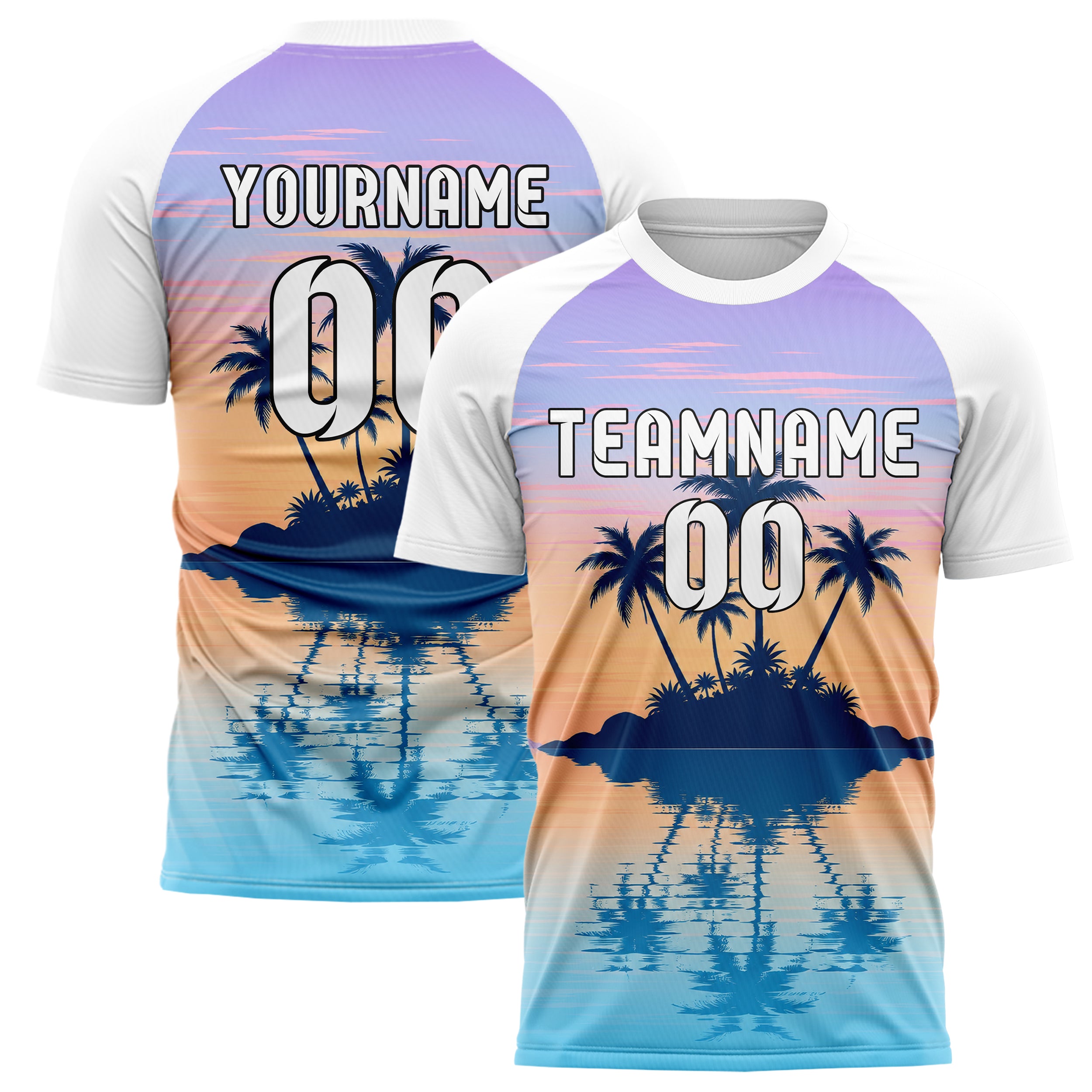 Hellblau Palm Island Skyline Design 15-0404 individuelles Fußballtrikot main