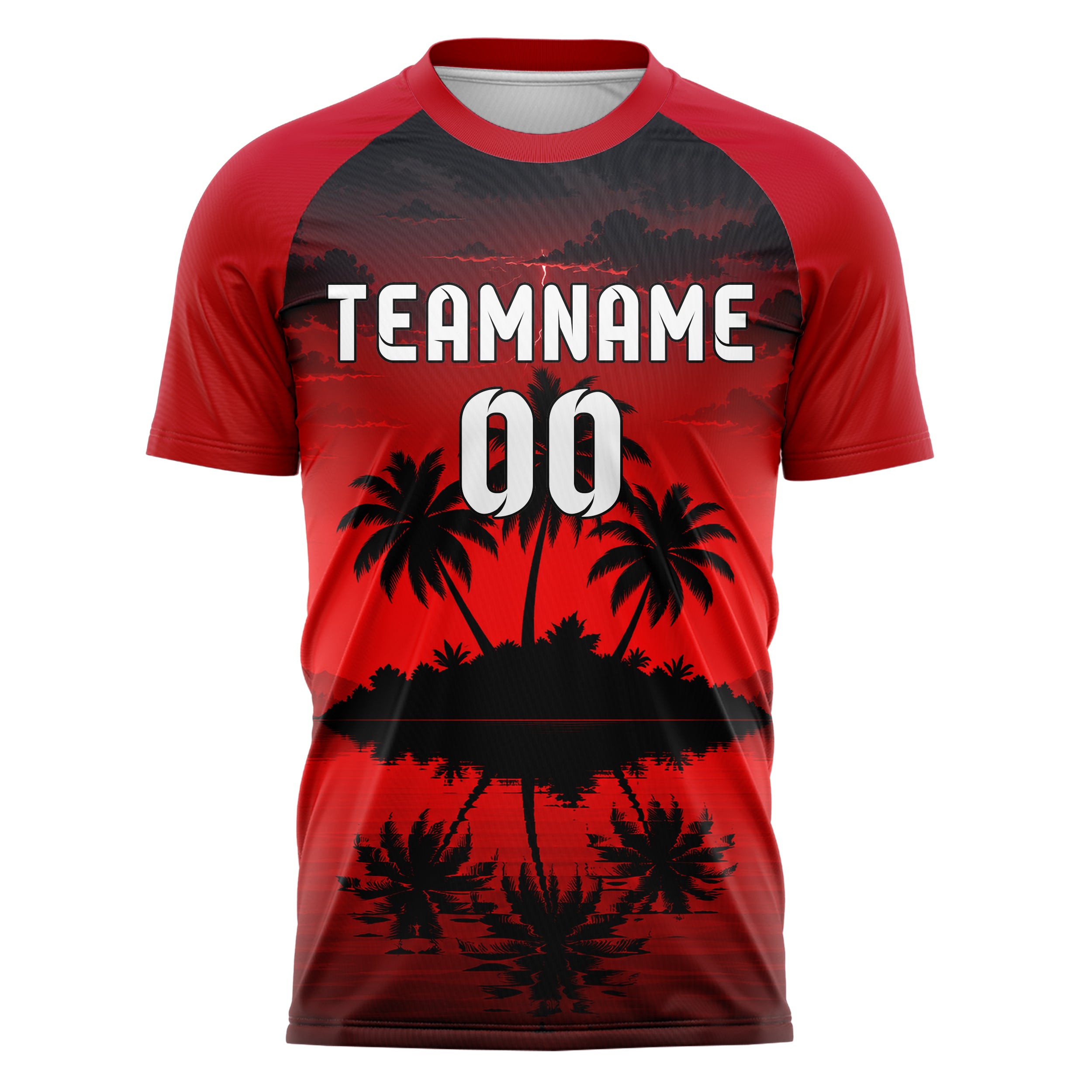 Schwarz Palm Island Skyline Design 15-0407 individuelles Fußballtrikot front