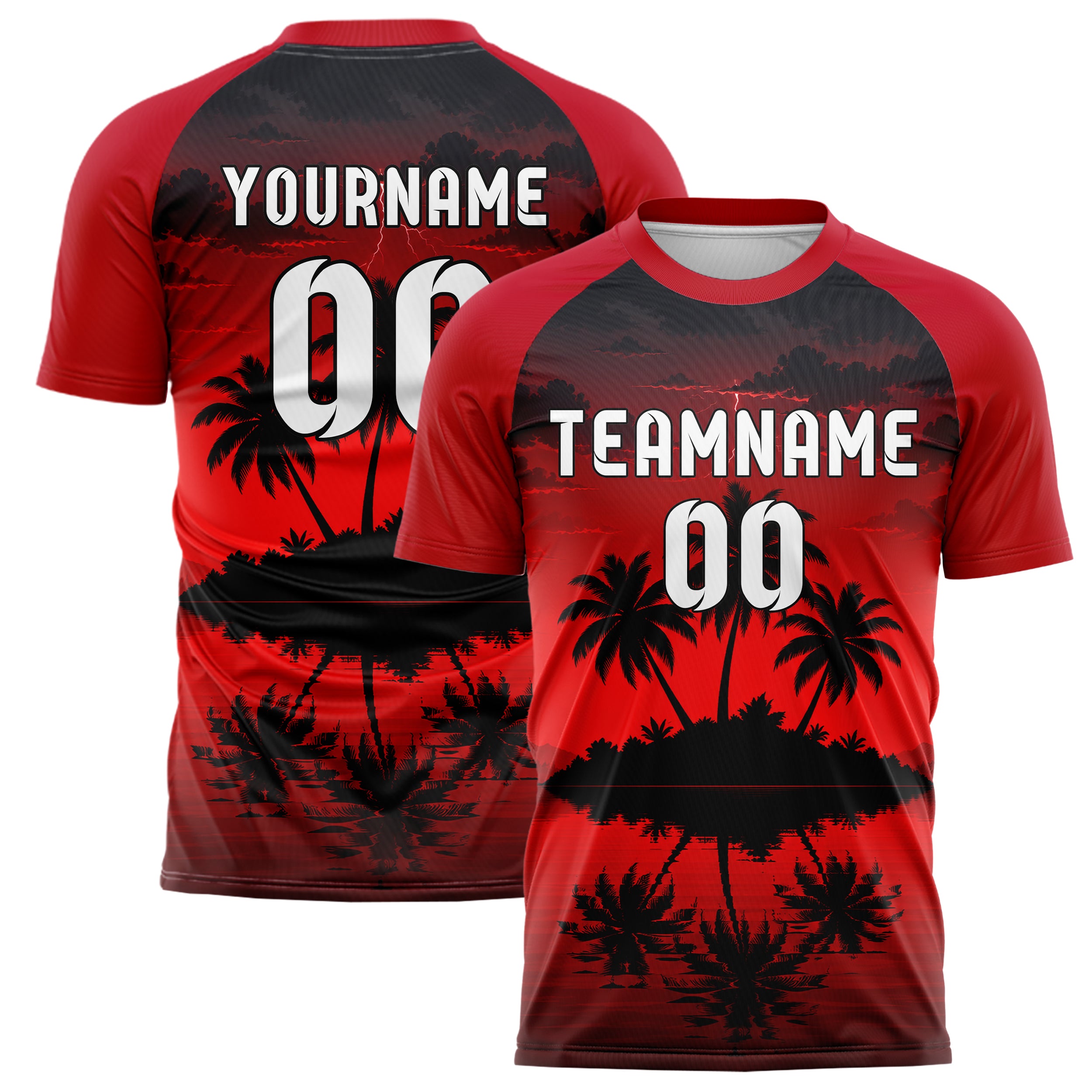 Schwarz Palm Island Skyline Design 15-0407 individuelles Fußballtrikot main
