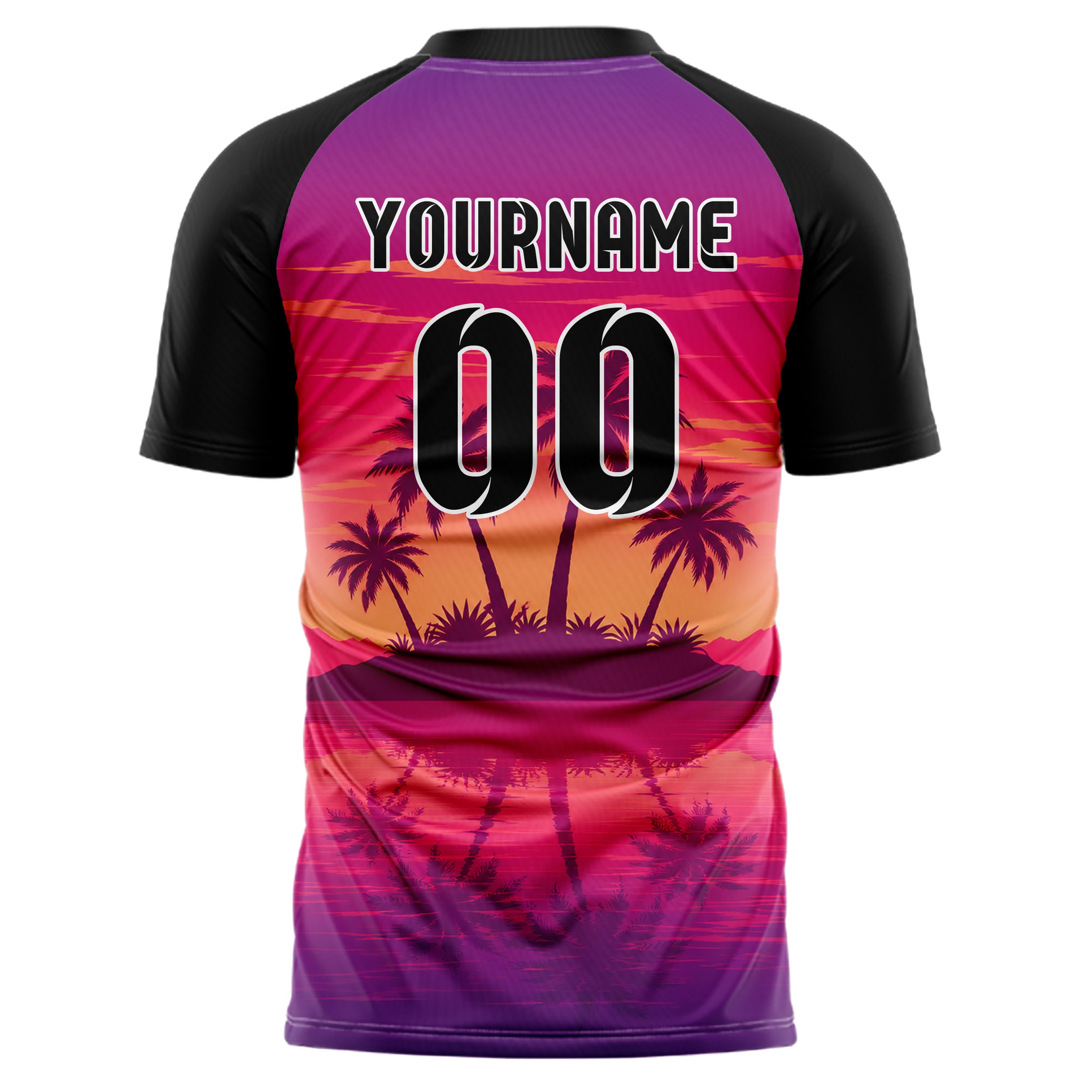 Hot Pink Palm Island Skyline Design 15-0401 individuelles Fußballtrikot back