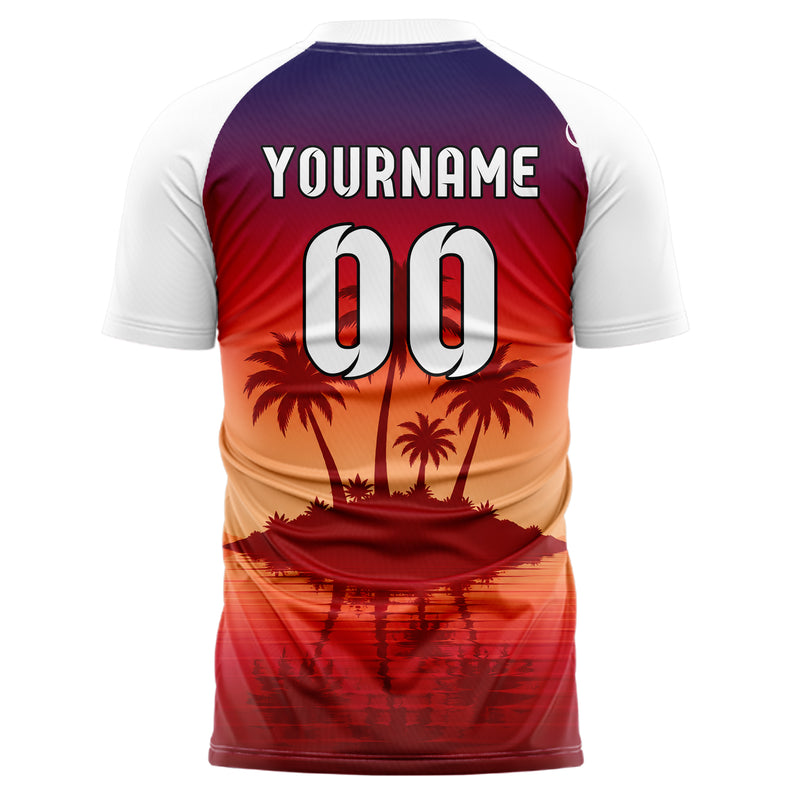 Rot Palm Island Skyline Design 15-0403 individuelles Fußballtrikot back
