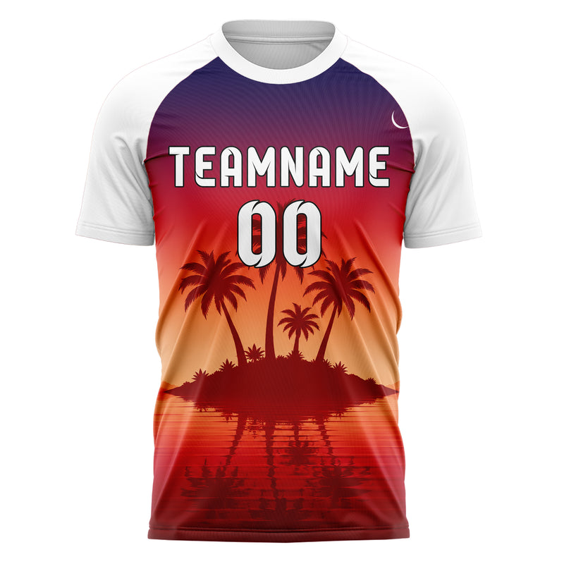 Rot Palm Island Skyline Design 15-0403 individuelles Fußballtrikot front