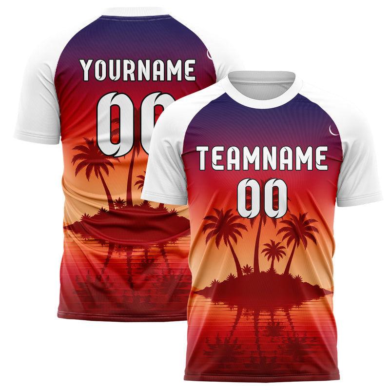 Rot Palm Island Skyline Design 15-0403 individuelles Fußballtrikot main
