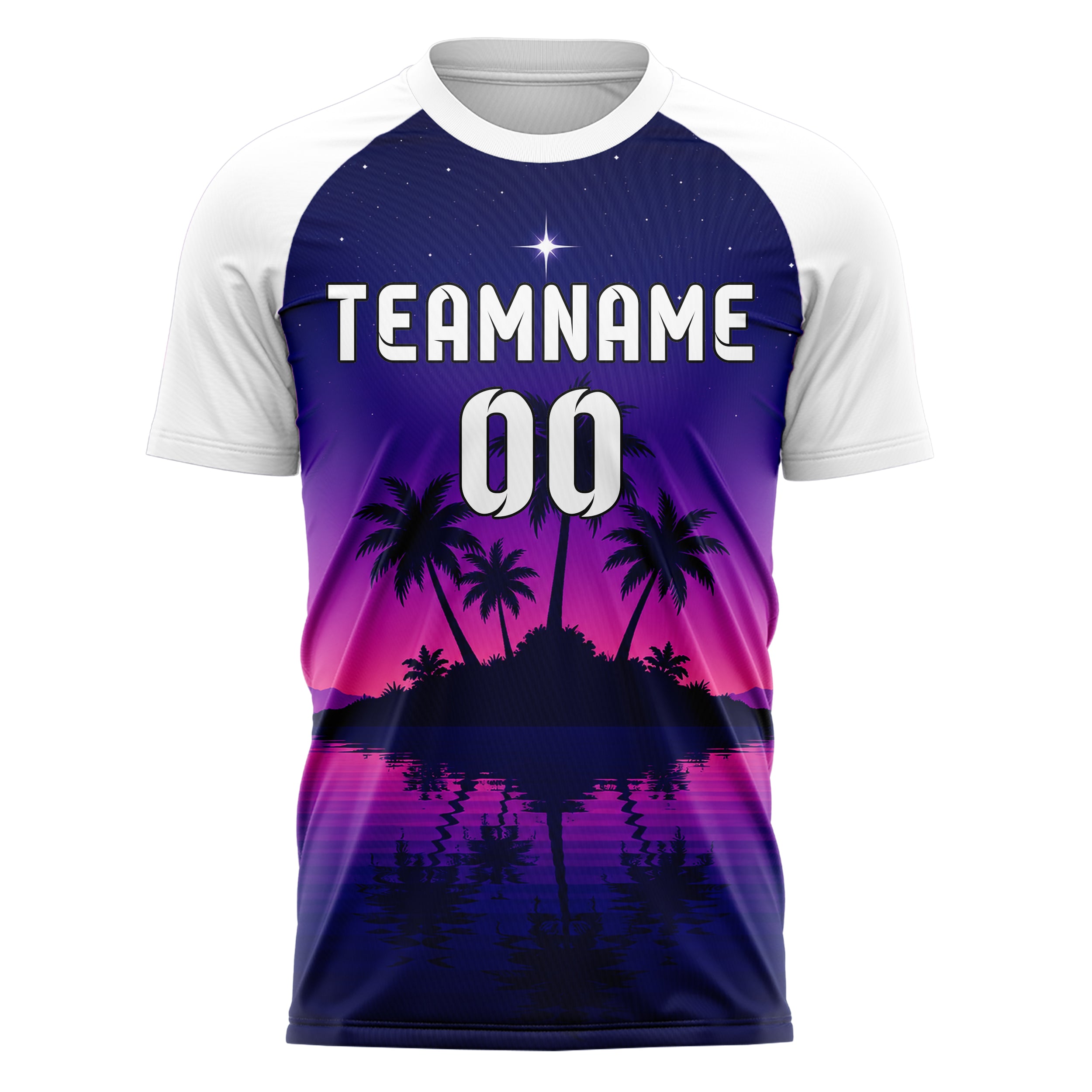 Marineblau Palm Island Skyline Design 15-0409 individuelles Fußballtrikot front