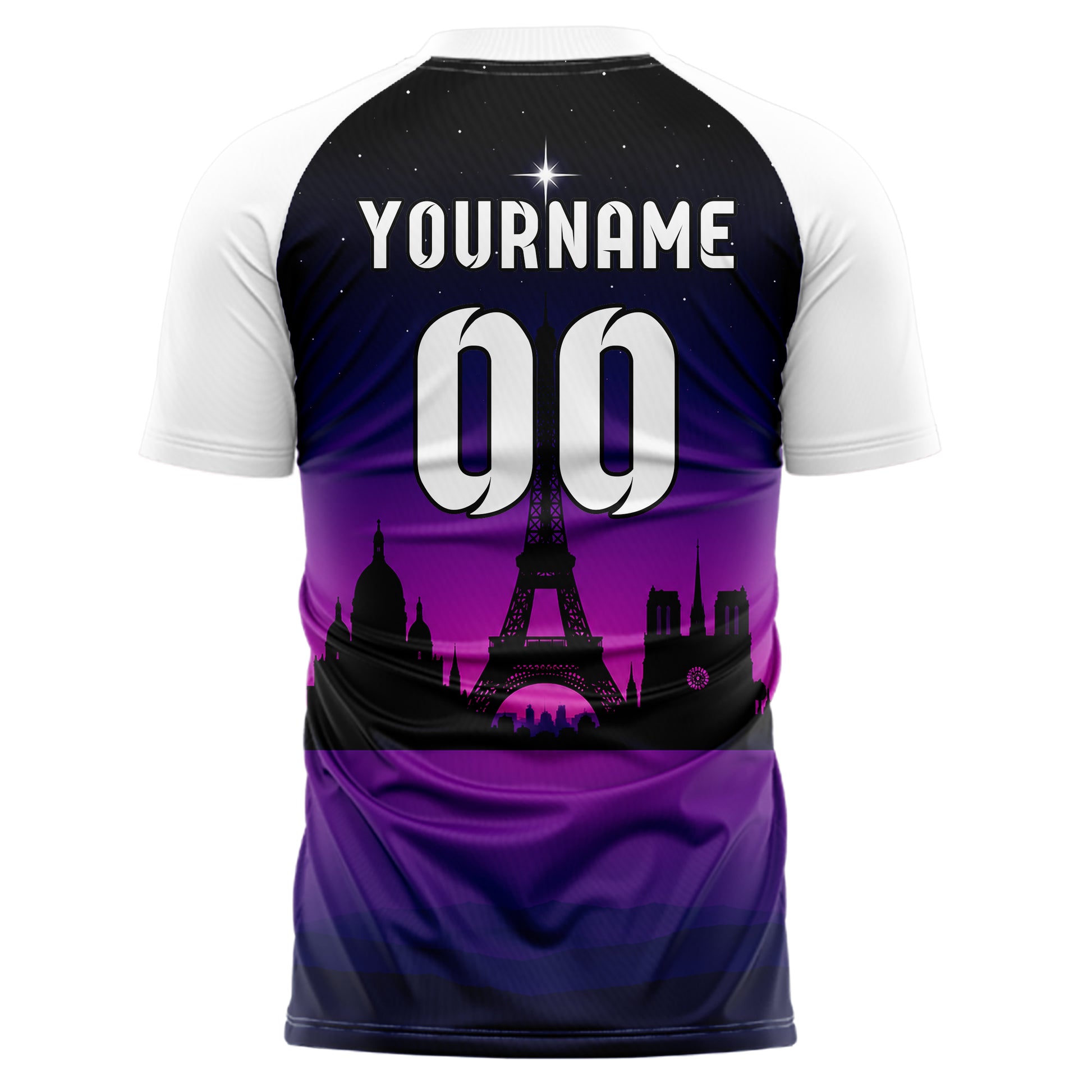 Schwarz Paris Skyline Design 15-0138 individuelles Fußballtrikot back
