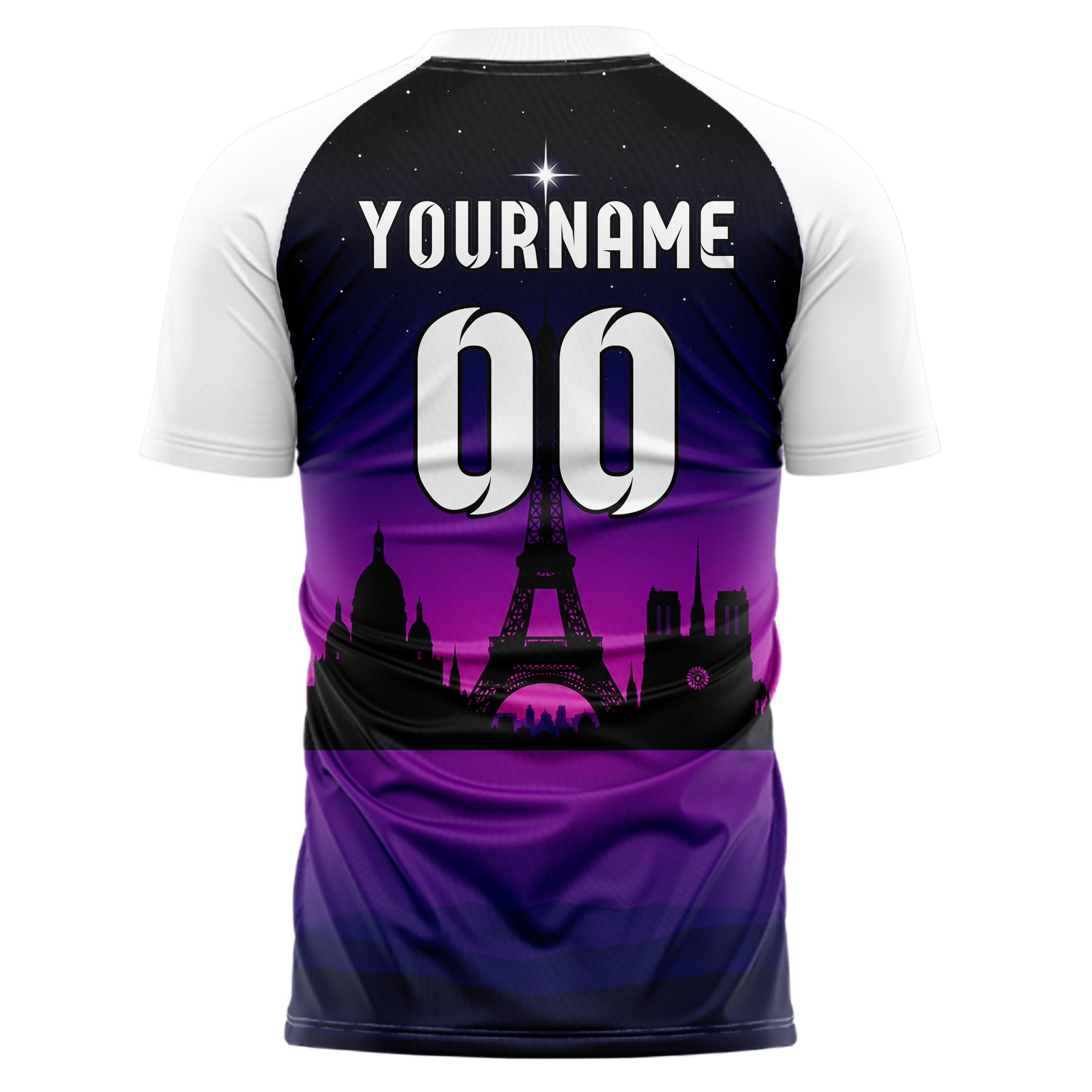 Schwarz Paris Skyline Design 15-0138 individuelles Fußballtrikot back