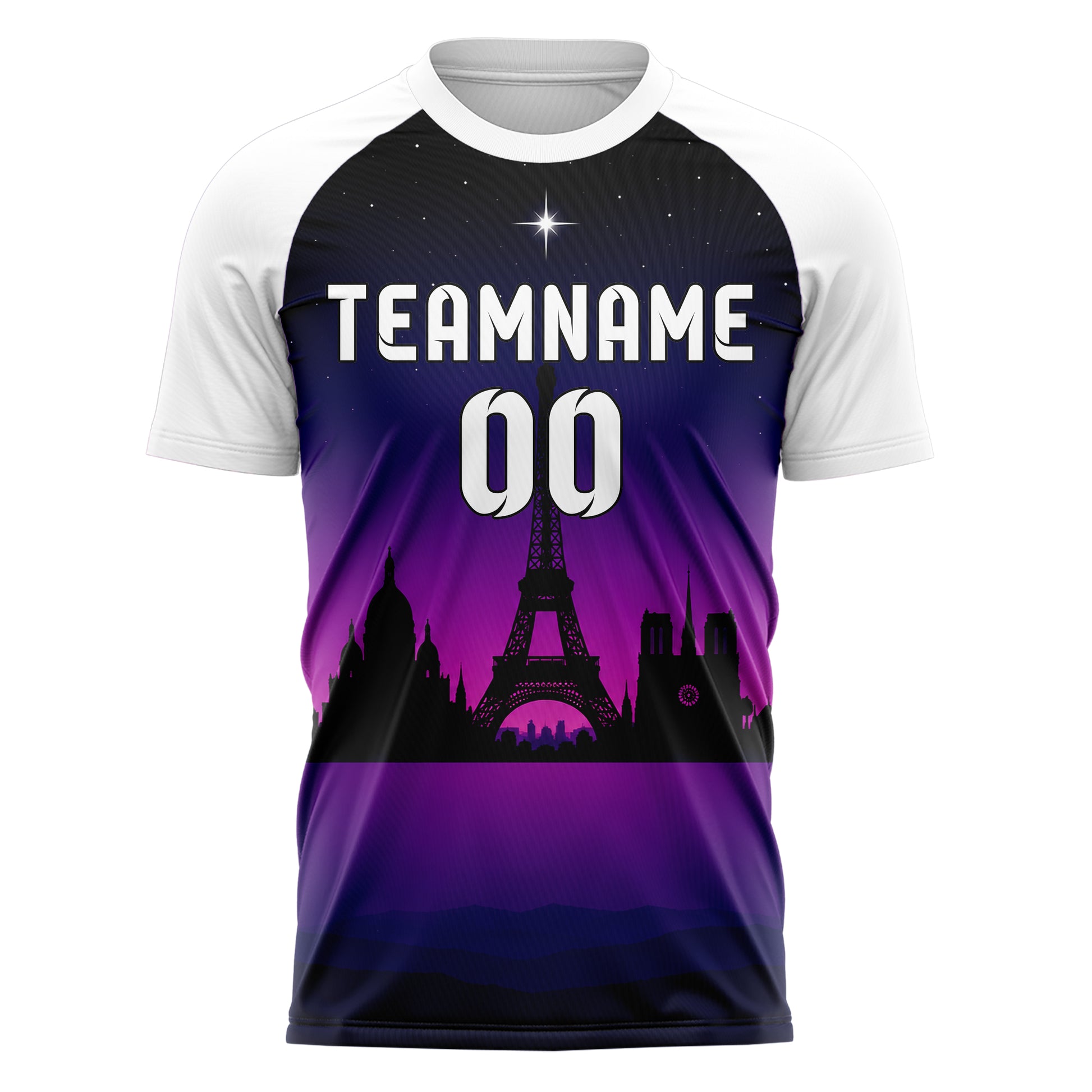 Schwarz Paris Skyline Design 15-0138 individuelles Fußballtrikot front