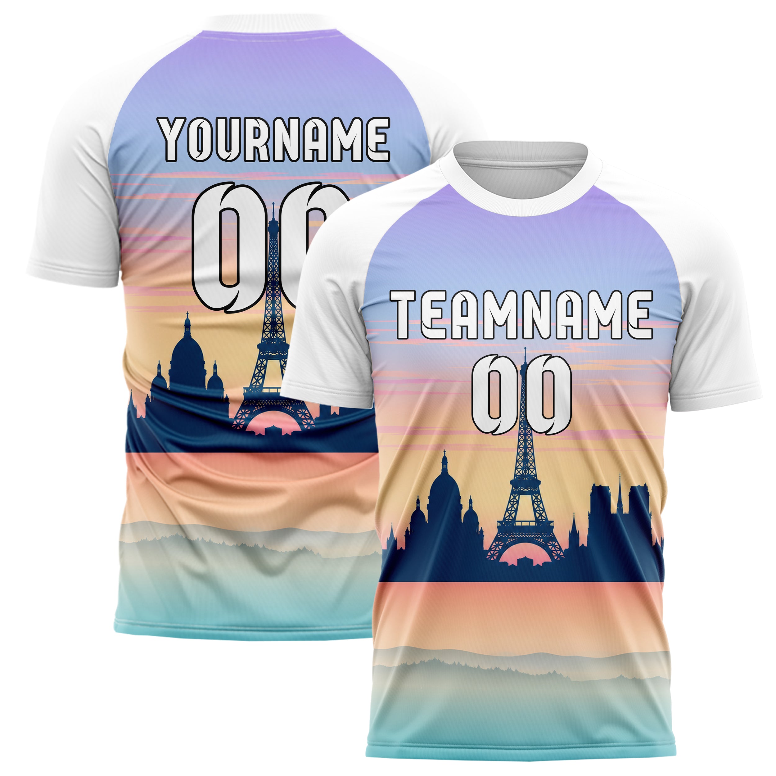 Hellblau Paris Skyline Design 15-0134 individuelles Fußballtrikot main