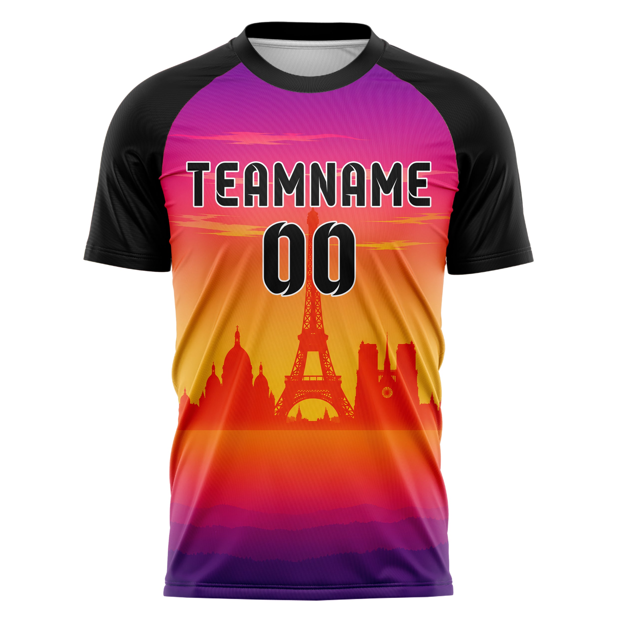 Orange Paris Skyline Design 15-0132 individuelles Fußballtrikot front