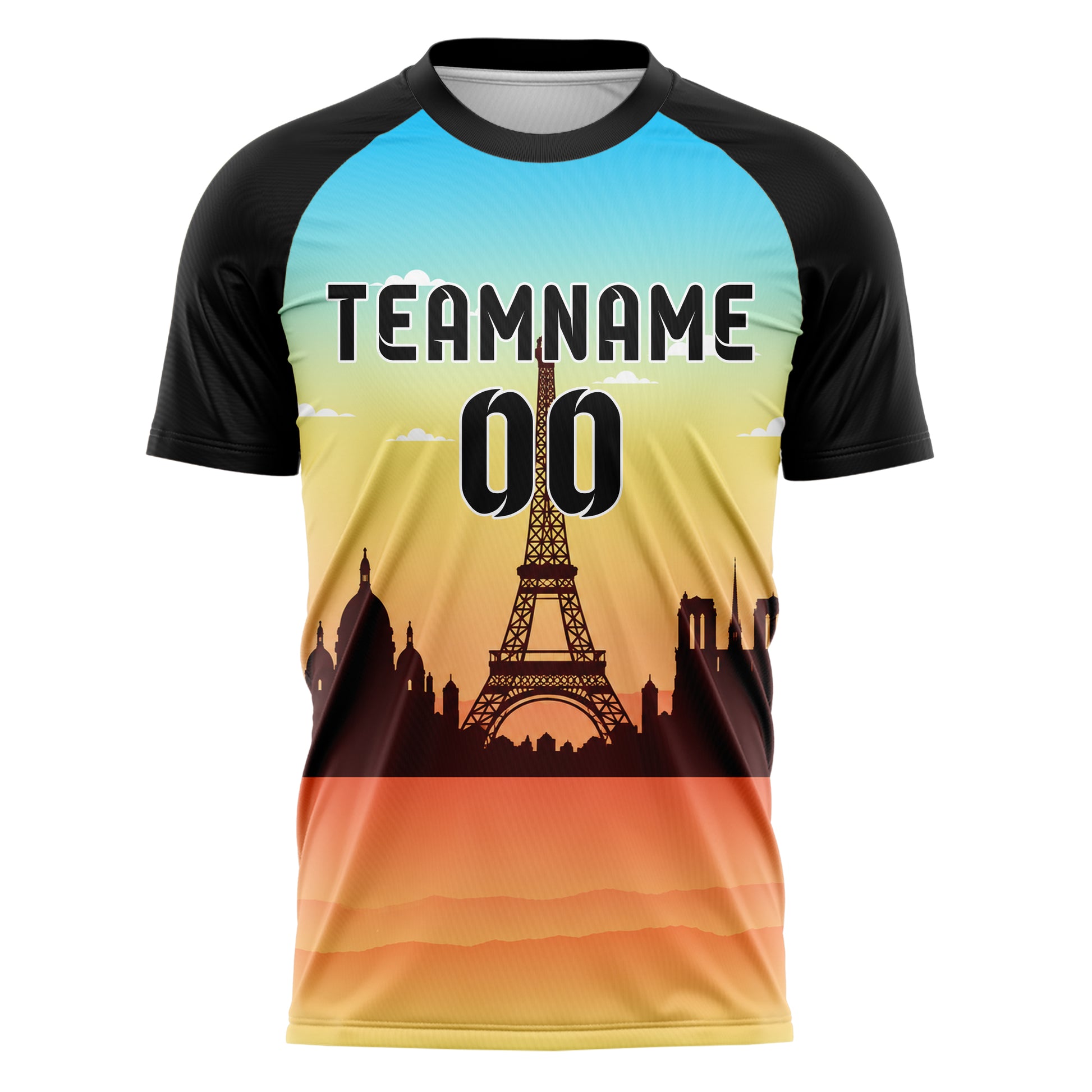 Gelb Paris Skyline Design 15-0135 individuelles Fußballtrikot front