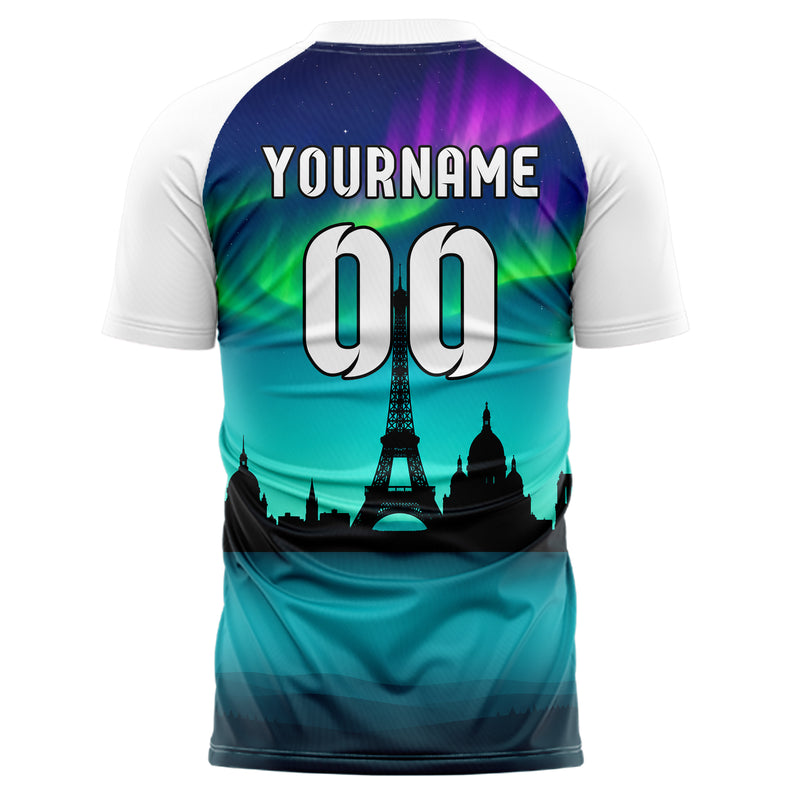 Petrol Paris Skyline Design 15-0140 individuelles Fußballtrikot back