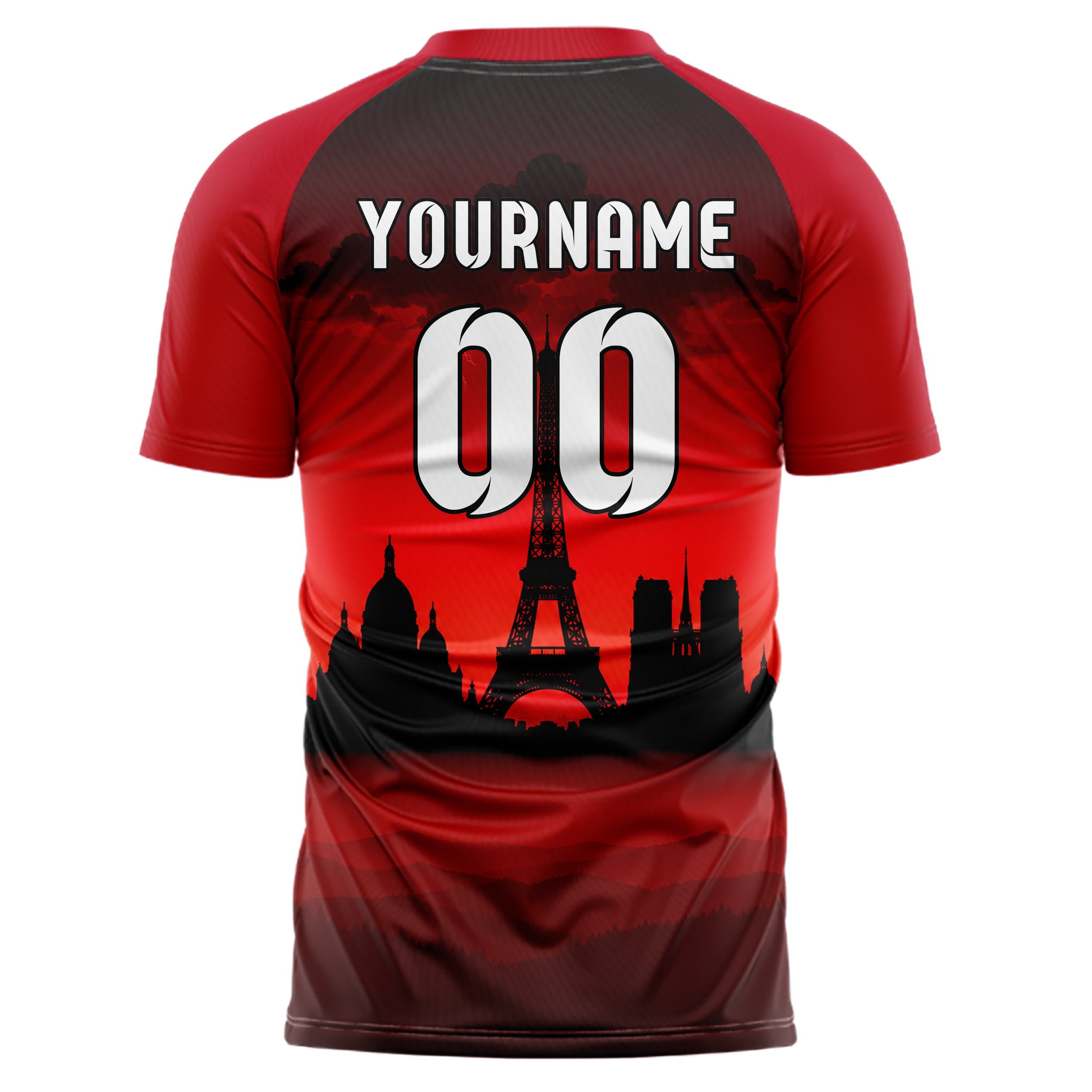 Schwarz Paris Skyline Design 15-0137 individuelles Fußballtrikot back