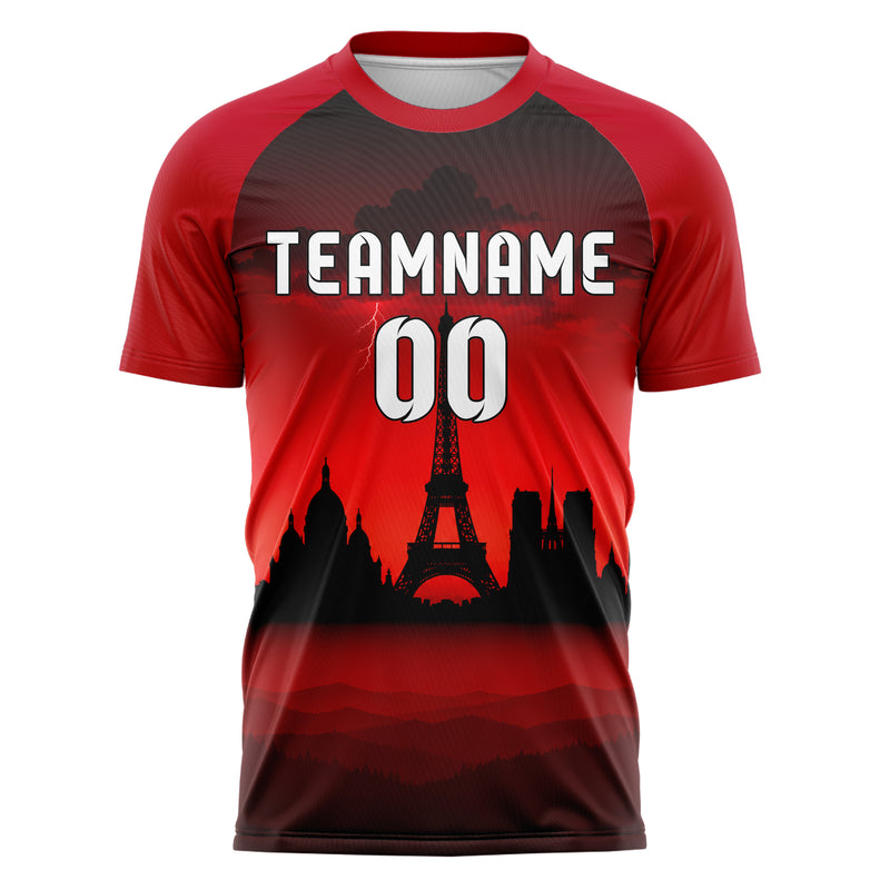 Schwarz Paris Skyline Design 15-0137 individuelles Fußballtrikot front