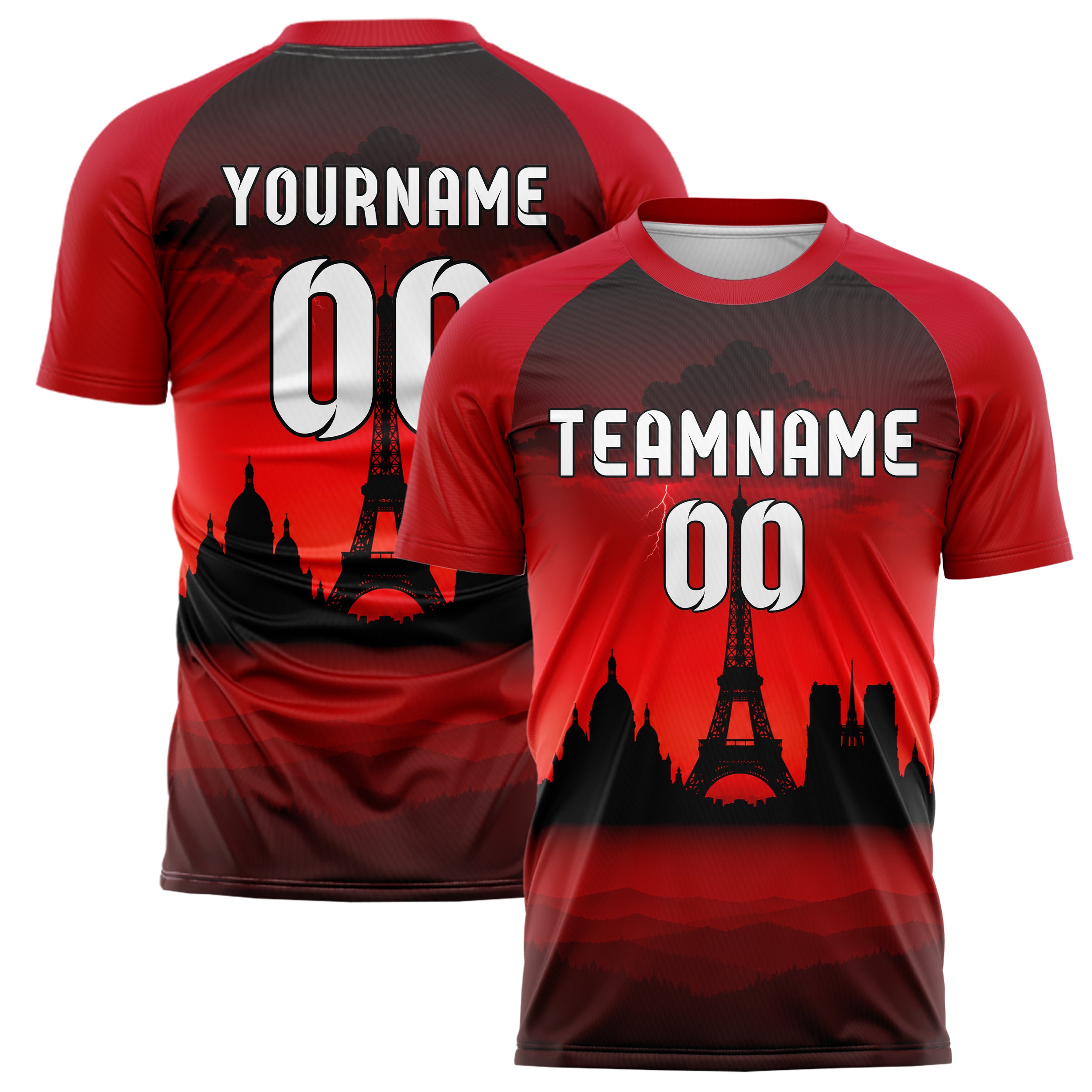 Schwarz Paris Skyline Design 15-0137 individuelles Fußballtrikot main