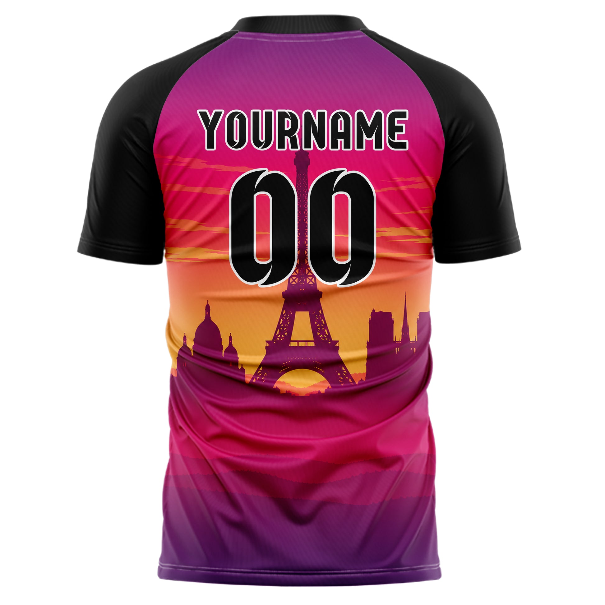 Hot Pink Paris Skyline Design 15-0131 individuelles Fußballtrikot back